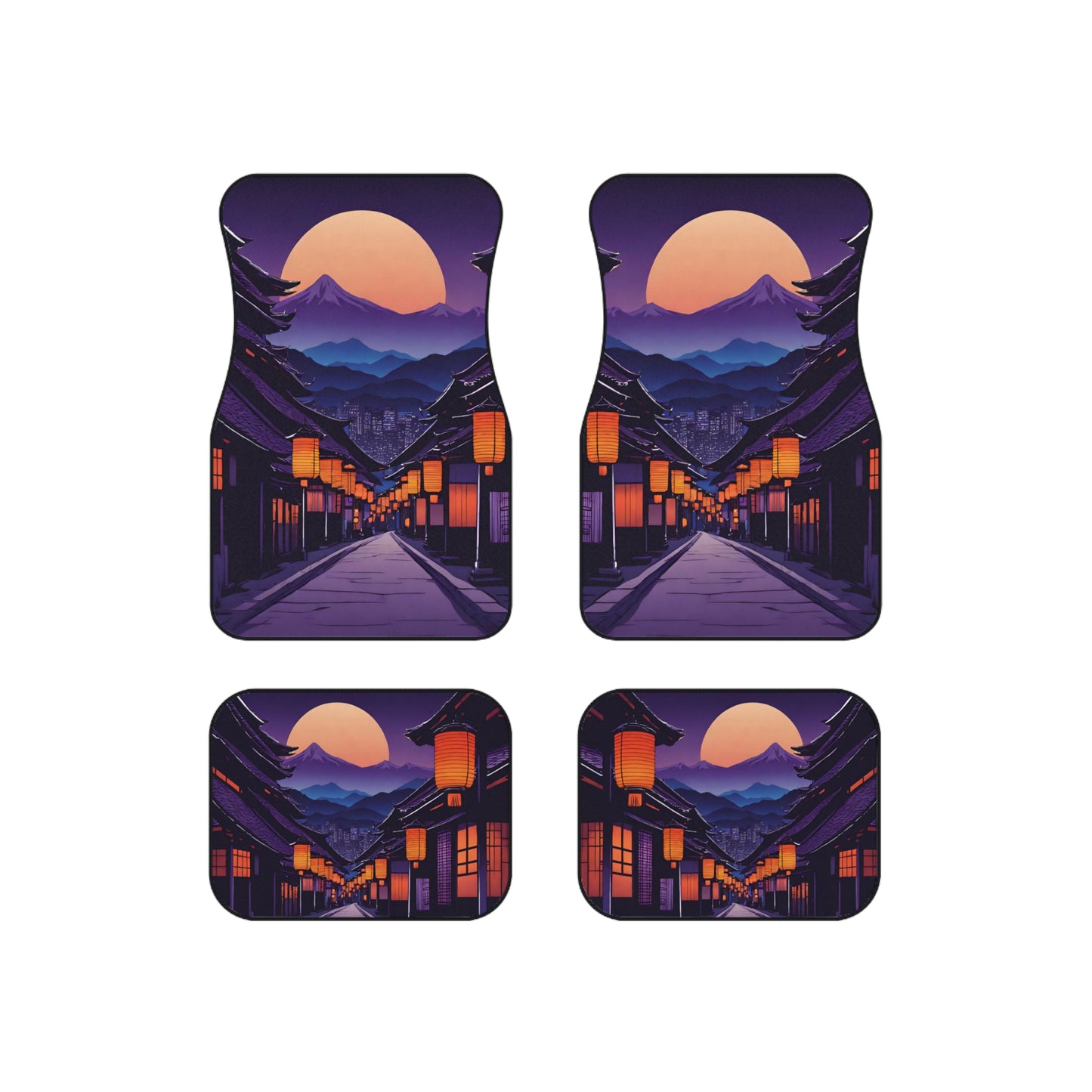 Lamplight Japanese Traditional Village-Premium, High Quality Car Floor Mats (Set of 4) Printify by The Night Shift Automotive Apparel