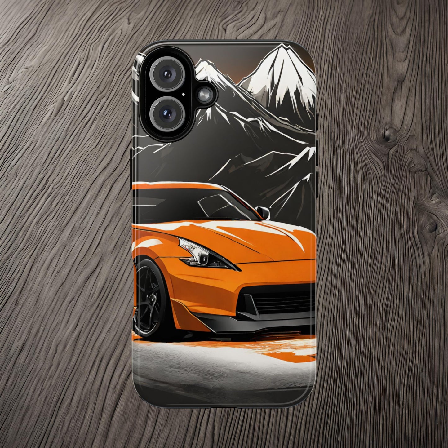 Nissan 370Z Mt Fuji-Dual Layer Ultra Tough Phone Case iPhone 16 Plus Glossy Printify by The Night Shift Automotive Apparel