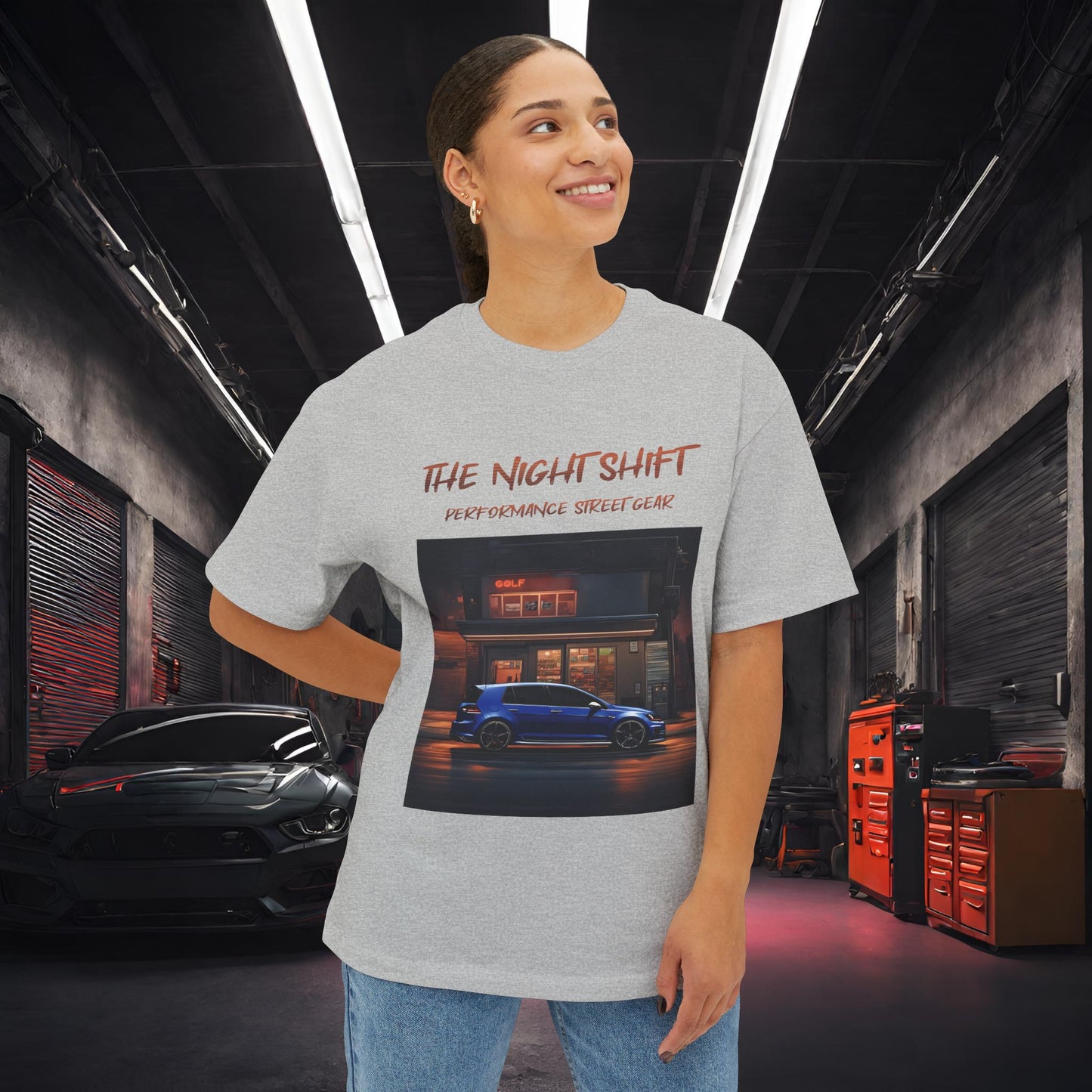 Volkswagen Golf R- Premium, Ultra Soft Unisex Oversized Boxy Tee Printify by The Night Shift Automotive Apparel