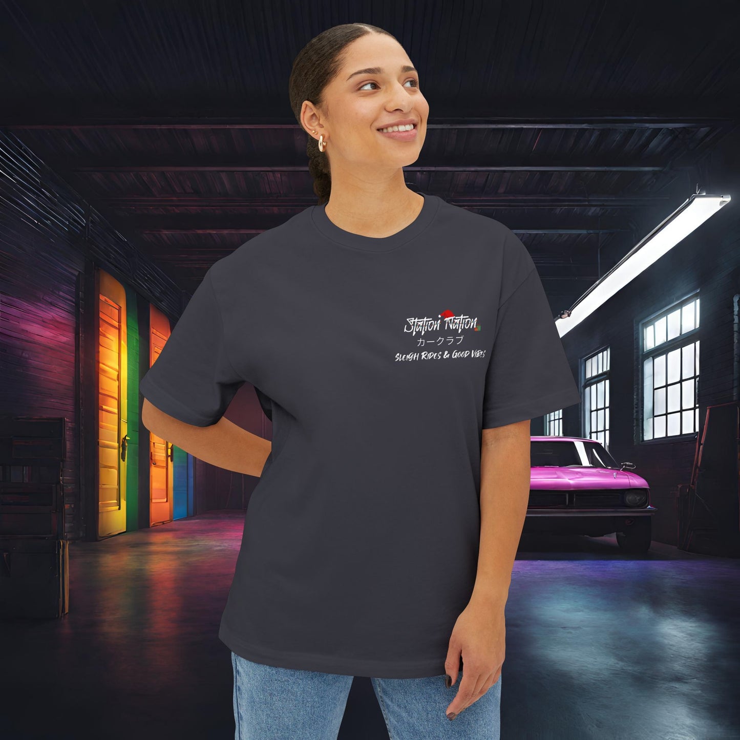 🎄 Christmas Limited Edition Station Nation-Premium, Ultra Soft Unisex Oversized Boxy Tee Printify by The Night Shift Automotive Apparel