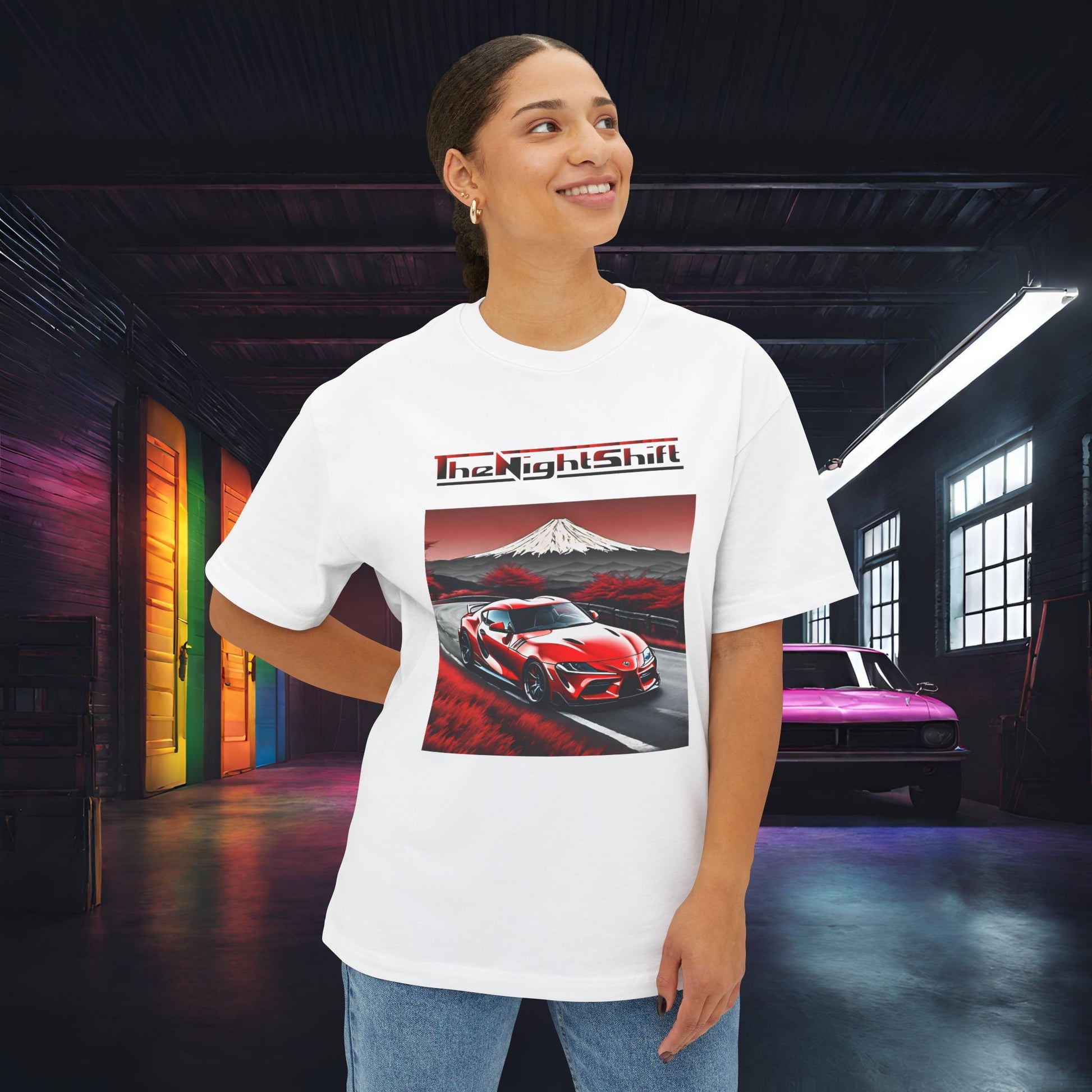 Toyota Supra MK-V Mt Fuji-Premium, Ultra Soft, Unisex Oversized Boxy Tee Printify by The Night Shift Automotive Apparel