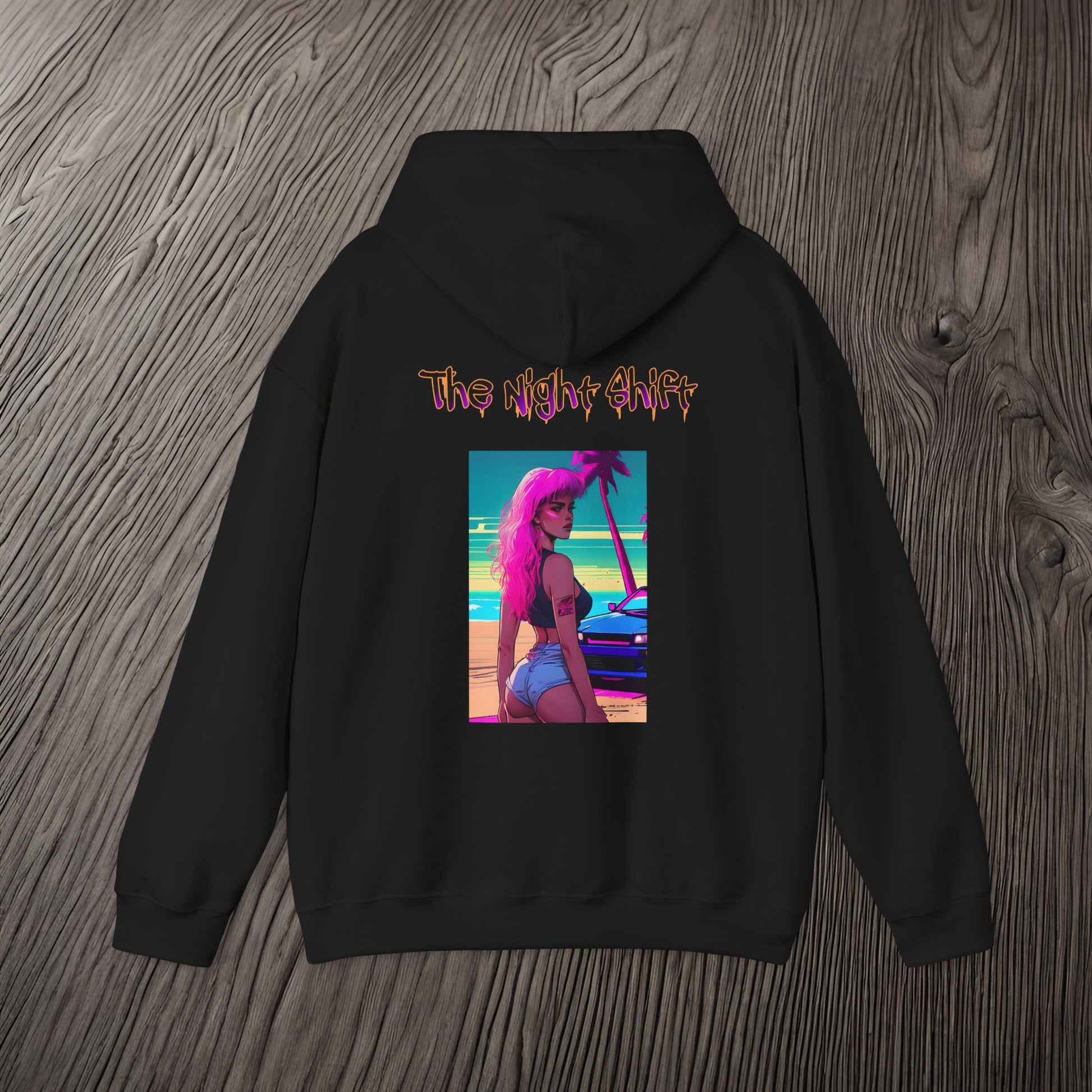 Pink Hair, Don't Care Synthwave-Ultra Soft, Premium Hoodie Printify by The Night Shift Automotive Apparel