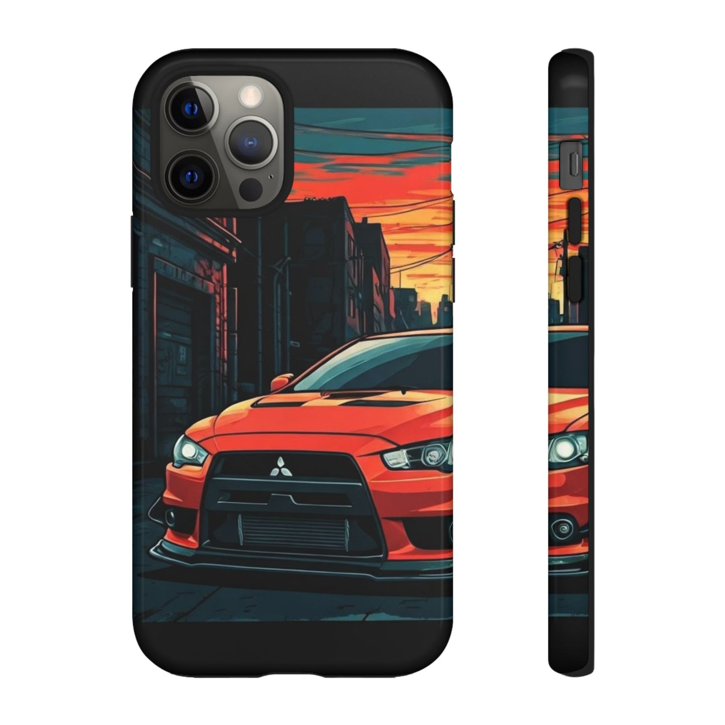 Mitsubishi Evo X Street Life-Dual Layer Ultra Tough Phone Case iPhone 12 Pro Glossy Printify by The Night Shift Automotive Apparel