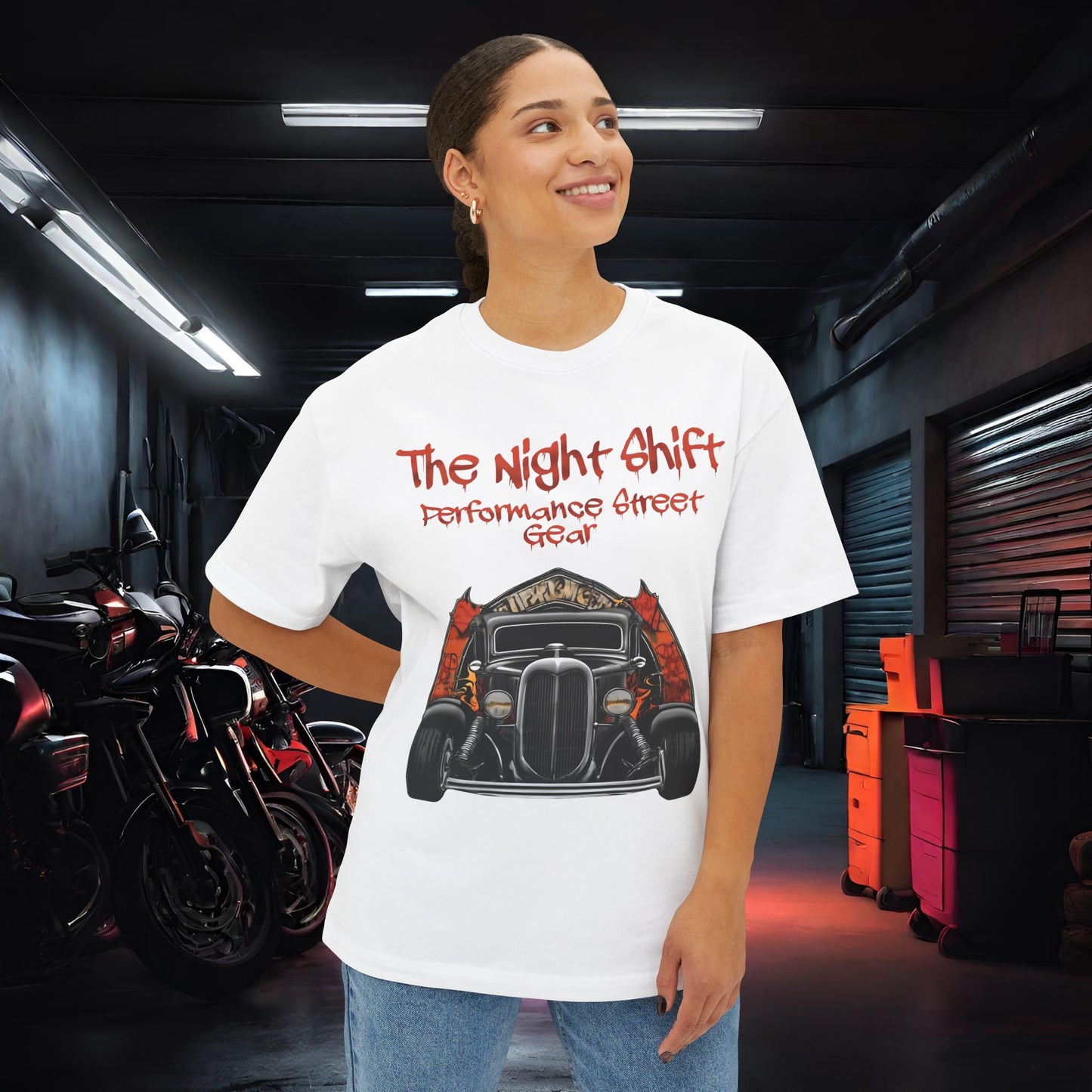 1930's Turtleback Coupe- Premium, Ultra Soft Unisex Oversized Boxy Tee Printify by The Night Shift Automotive Apparel