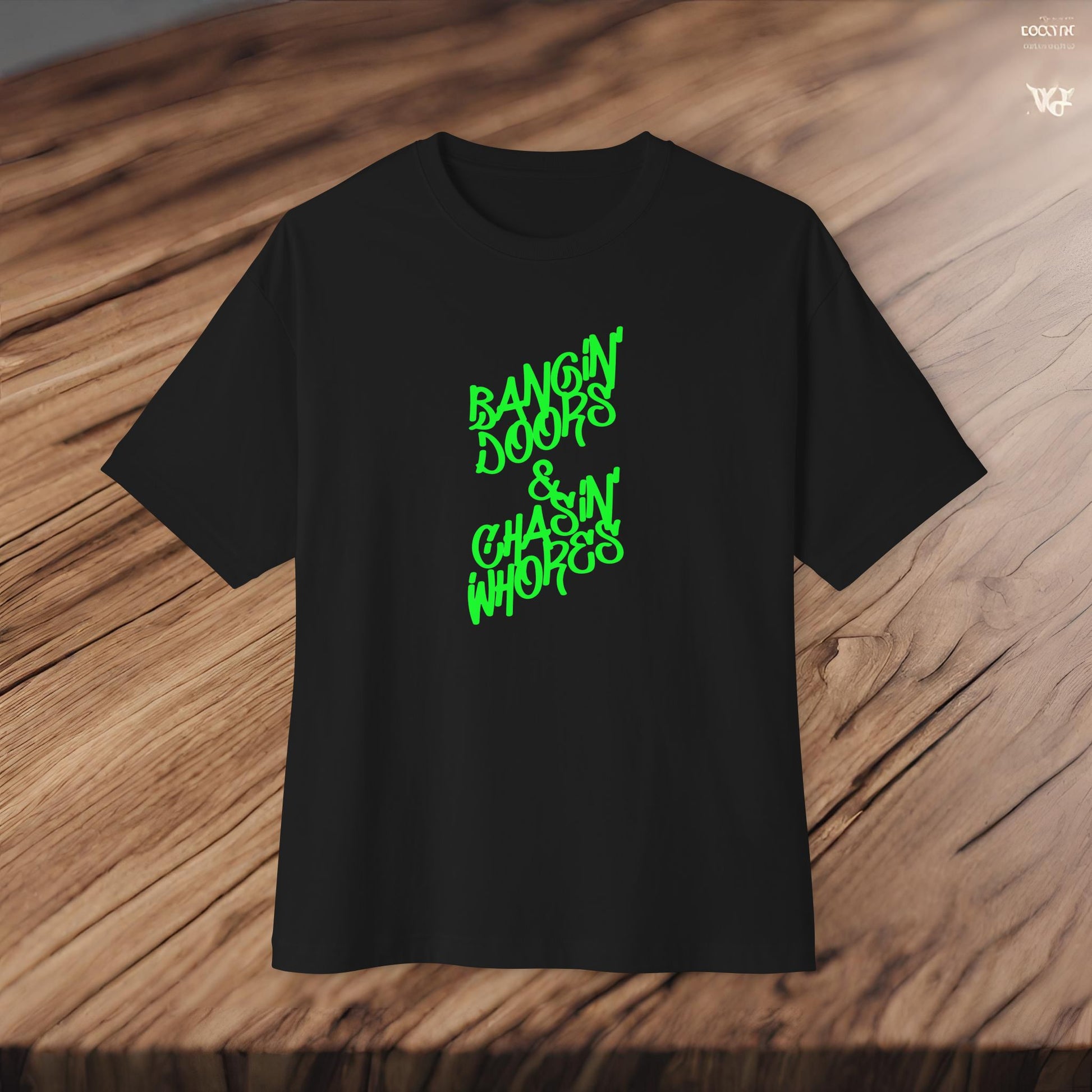 Bangin' Doors & Chasin' Whores-Premium, Ultra Soft Unisex Oversized Boxy Tee Printify by The Night Shift Automotive Apparel