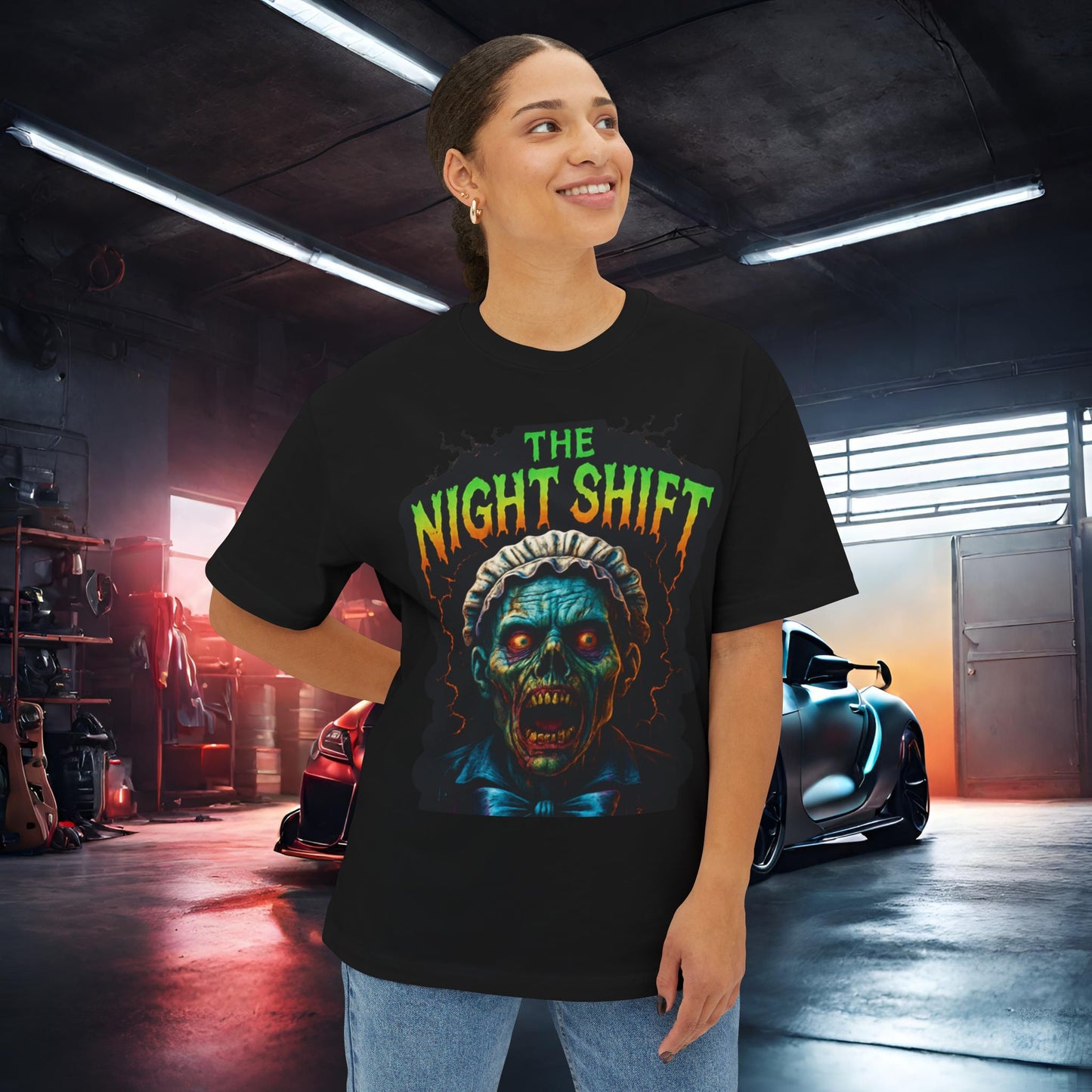 The Night Shift-Premium, Ultra Soft Unisex Oversized Boxy Tee