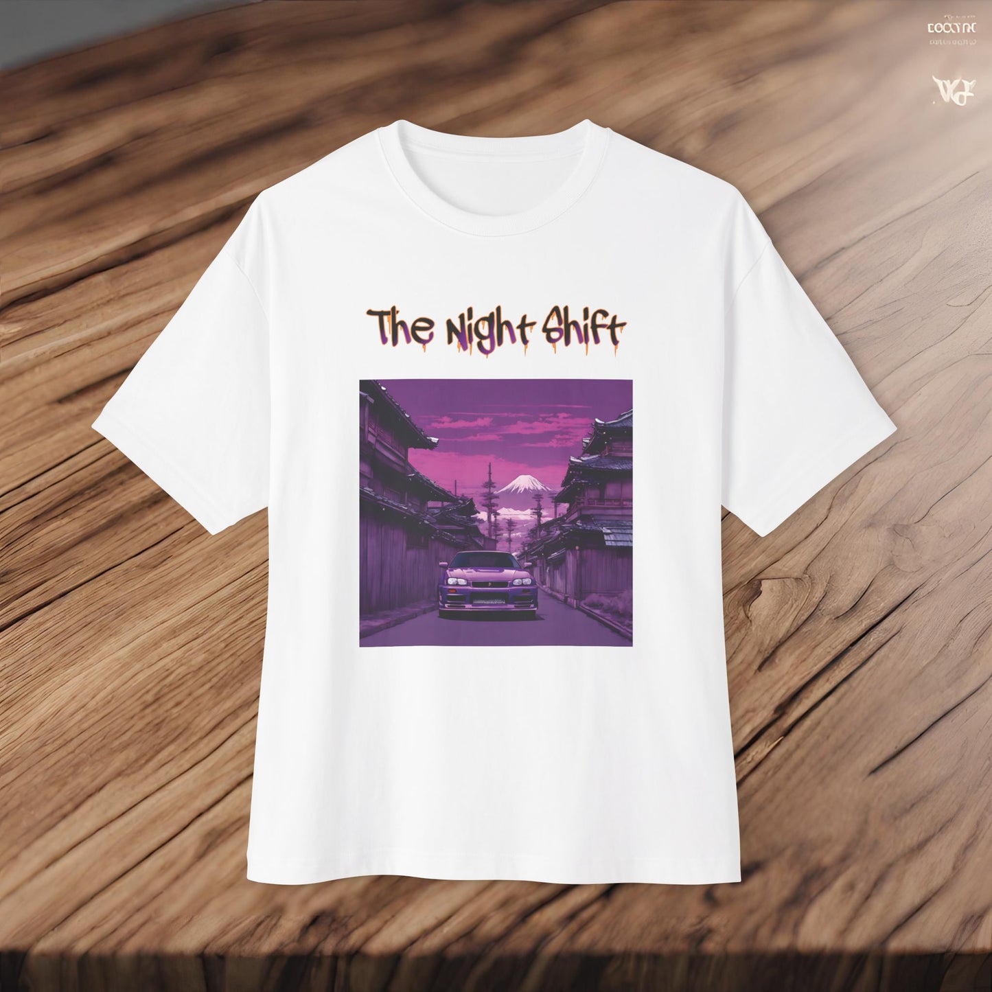 Nissan Skyline R34 Japanese Traditional Village-Premium, Ultra Soft Unisex Oversized Boxy Tee Printify by The Night Shift Automotive Apparel