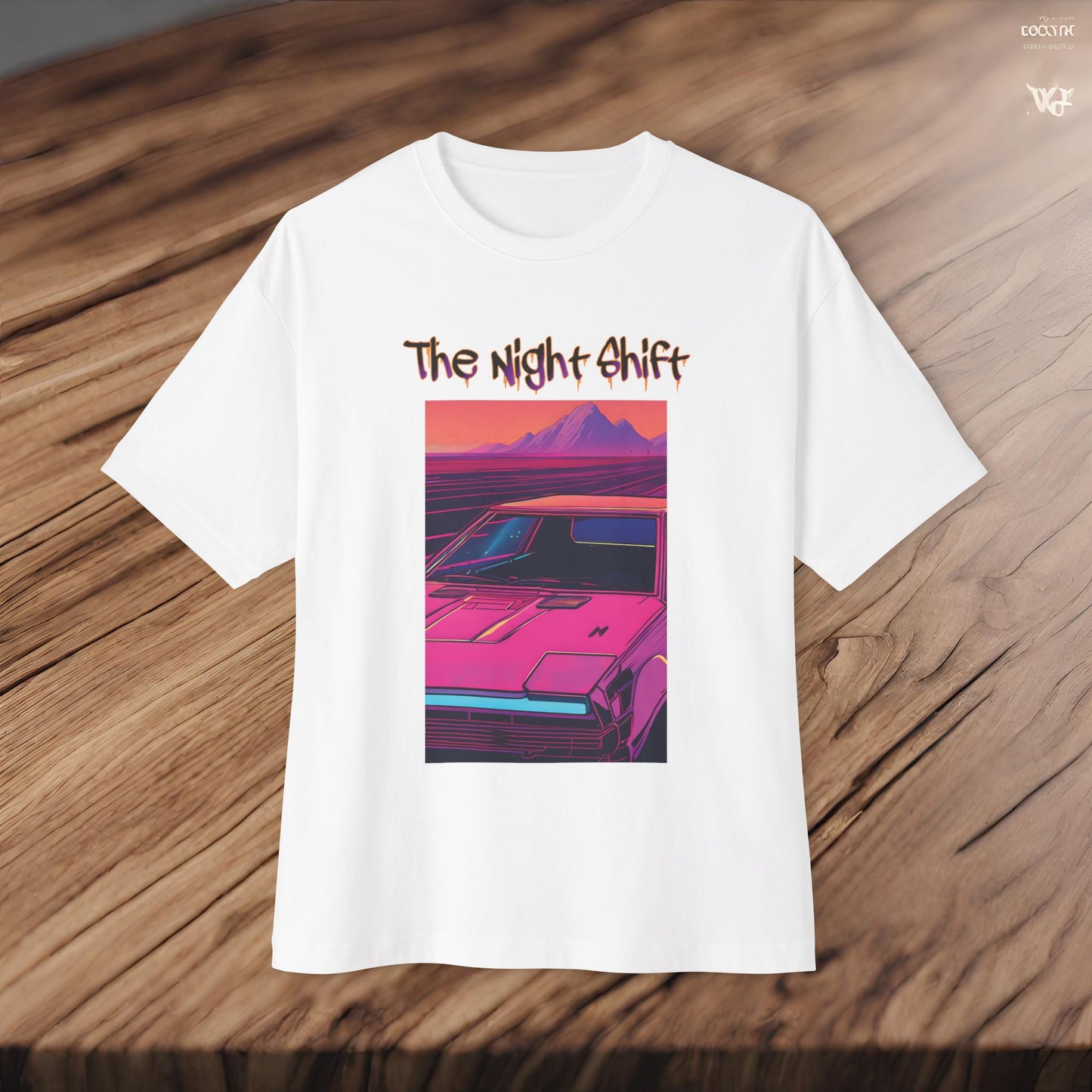 Nostalgic Synthwave-Premium, Ultra Soft Unisex Oversized Boxy Tee Printify by The Night Shift Automotive Apparel