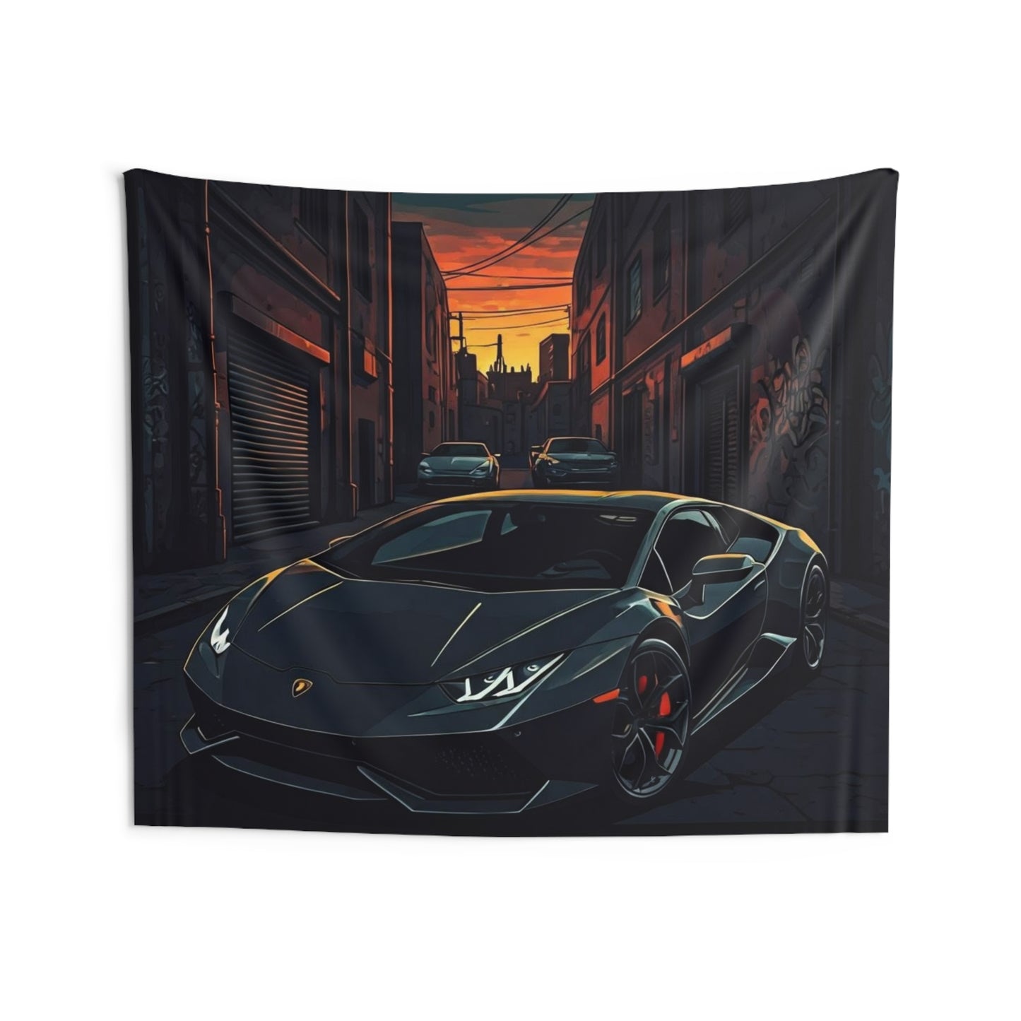 Lamborghini Huracan Indoor Wall Tapestries - Shop Banner 80" × 68" Printify by The Night Shift Automotive Apparel
