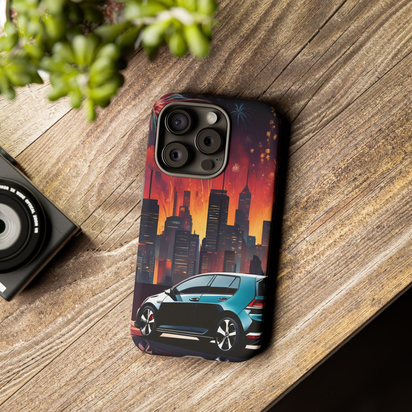 Volkswagon Golf GTI Fireworks-Dual Layer Ultra Tough Phone Case iPhone 15 Pro Matte Printify by The Night Shift Automotive Apparel