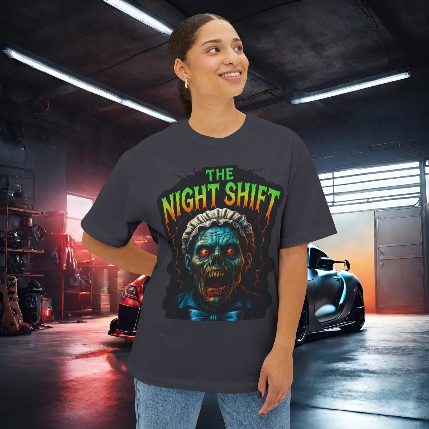 The Night Shift-Premium, Ultra Soft Unisex Oversized Boxy Tee