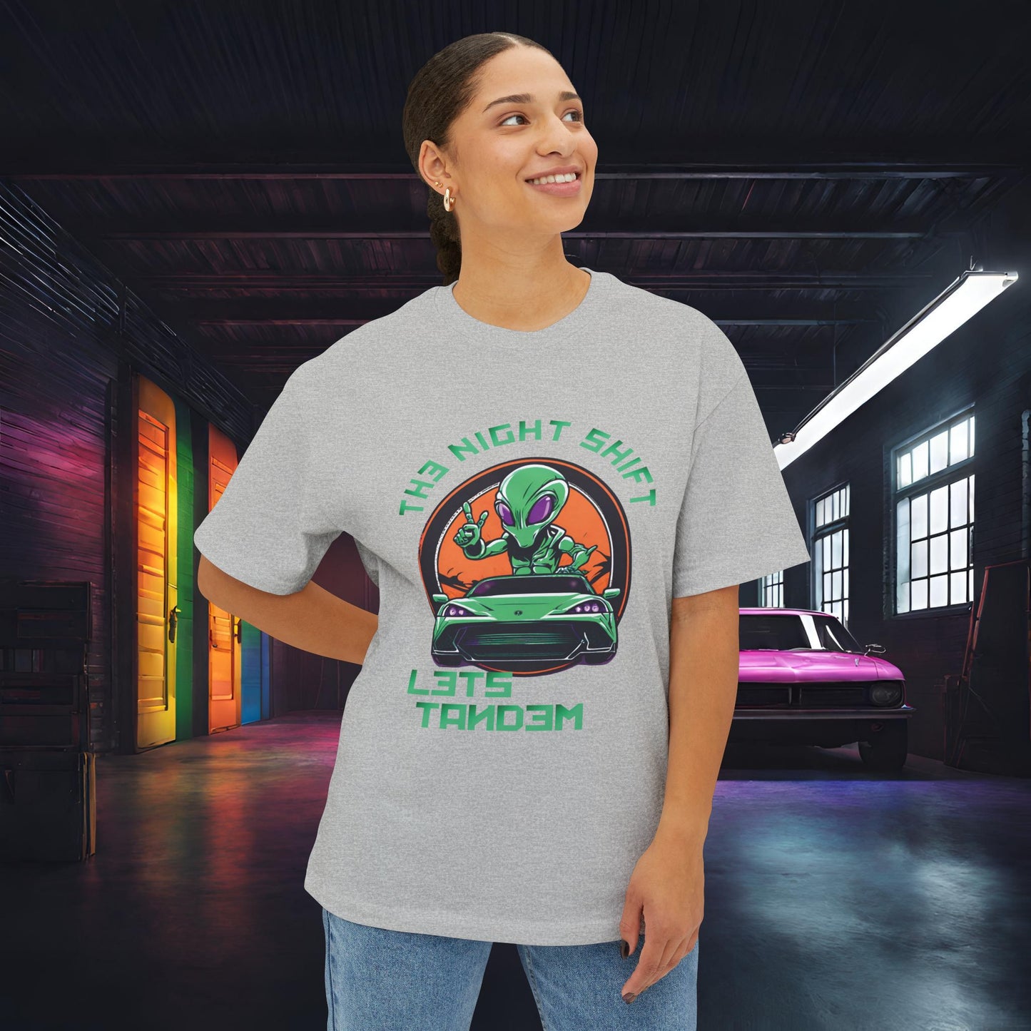 Lets Tandem Alien-Premium, Ultra Soft, Unisex Oversized Boxy Tee Printify by The Night Shift Automotive Apparel