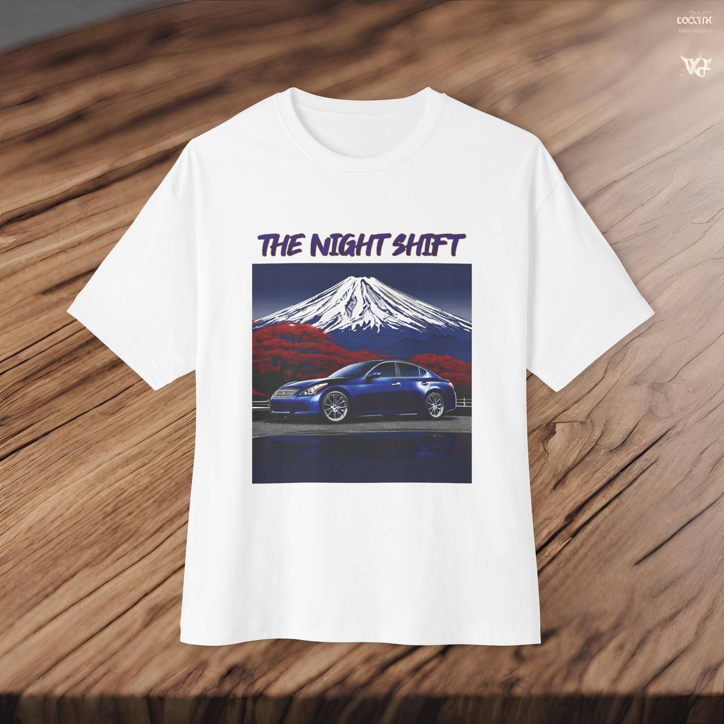 Infiniti G37 Sedan Mt Fuji-Premium, Ultra Soft Unisex Oversized Boxy Tee Printify by The Night Shift Automotive Apparel
