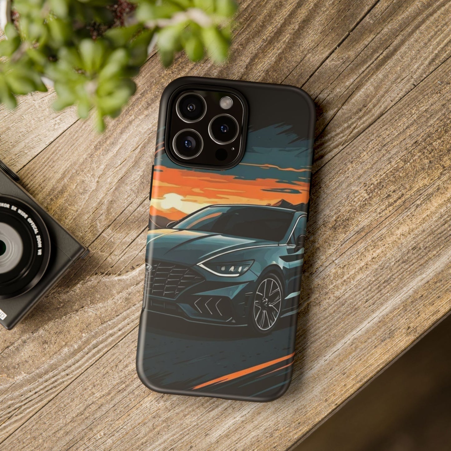 Hyundai Sonata-Sunset Drive-Dual Layer Ultra Tough Phone Case iPhone 16 Pro Max Matte Printify by The Night Shift Automotive Apparel