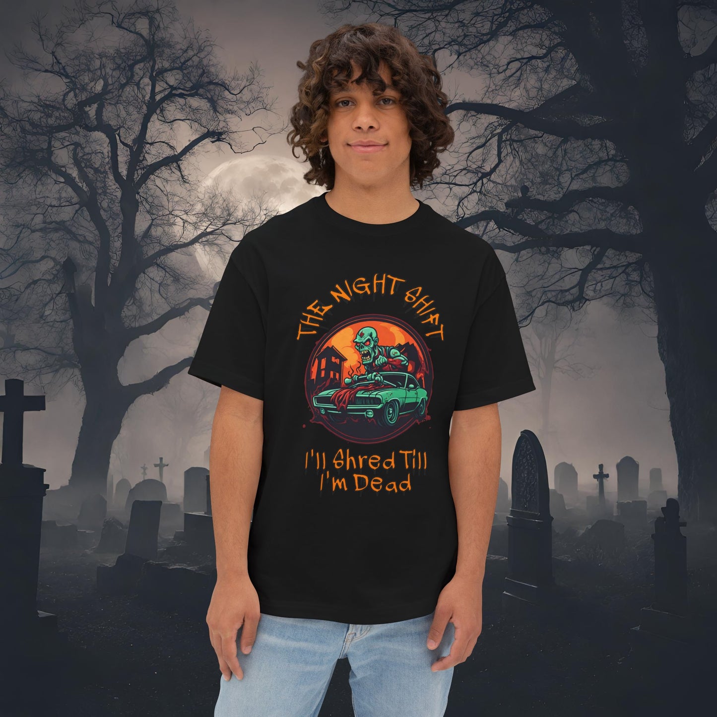 Death Trap-Premium, Ultra Soft Unisex Oversized Boxy Tee Black Printify by The Night Shift Automotive Apparel