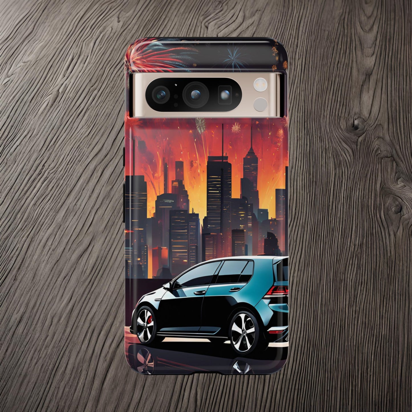 Volkswagon Golf GTI Fireworks-Dual Layer Ultra Tough Phone Case Google Pixel 8 Pro Glossy Printify by The Night Shift Automotive Apparel