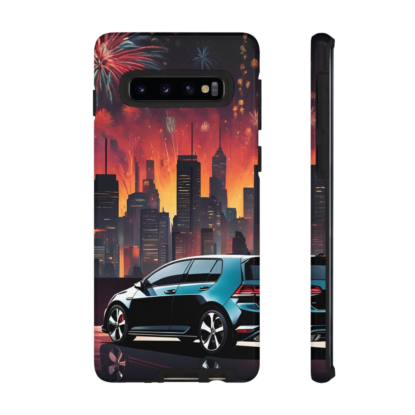 Volkswagon Golf GTI Fireworks-Dual Layer Ultra Tough Phone Case Samsung Galaxy S10 Glossy Printify by The Night Shift Automotive Apparel