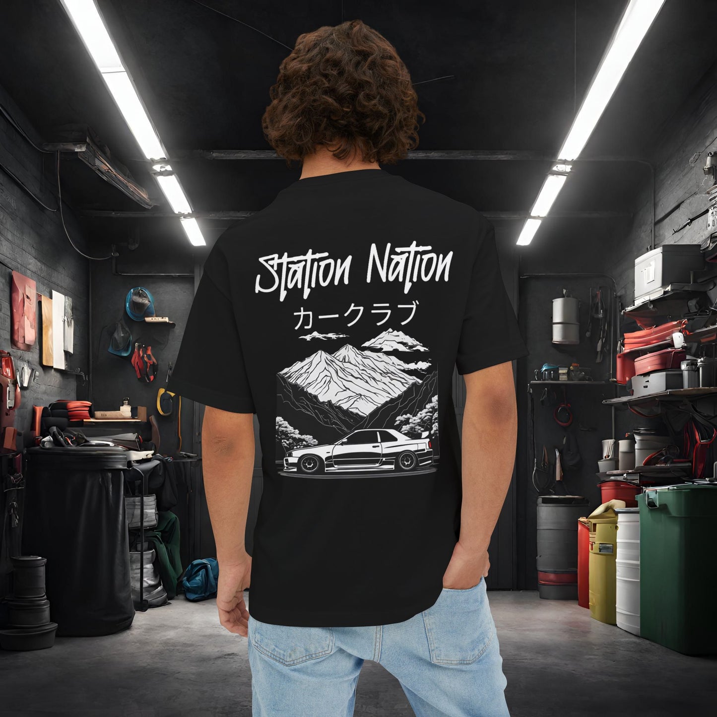 Station Nation-Premium, Ultra Soft Unisex Oversized Boxy Tee Printify by The Night Shift Automotive Apparel