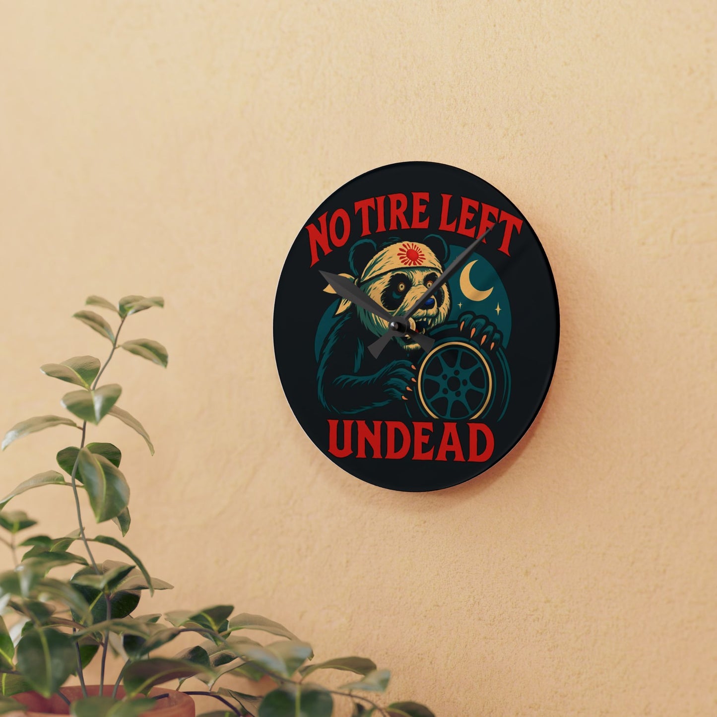 No Tire Left Undead Panda-Acrylic Wall Clock