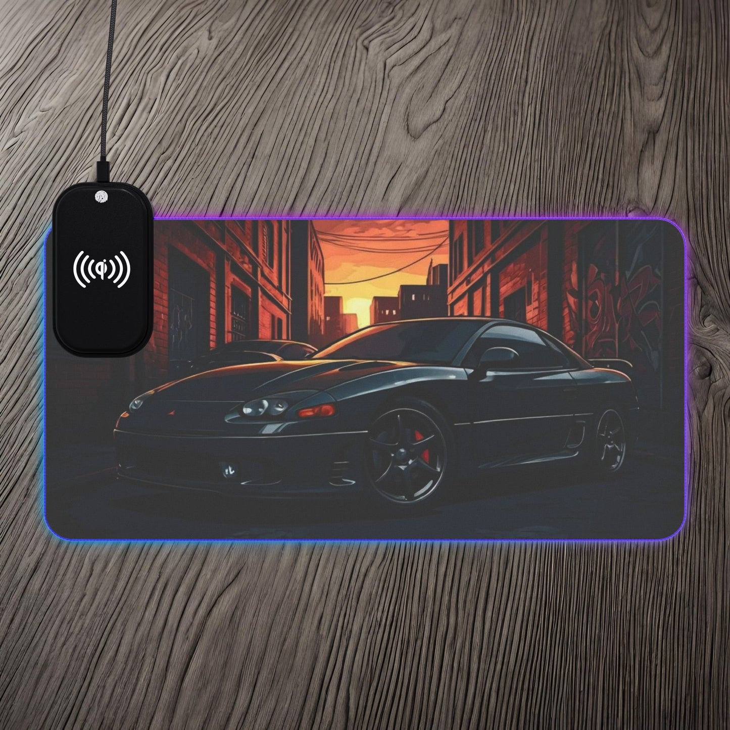 Mitsubishi 3000GT VR4 Street Life-LED Gaming Mouse Pad with Wireless Charging 23.6" × 11.8" Rectangle 15W Printify by The Night Shift Automotive Apparel
