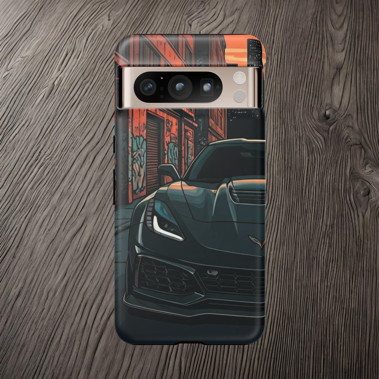 Chevy Corvette C7 Street Life-Dual Layer Ultra Tough Phone Case Google Pixel 8 Pro Matte Printify by The Night Shift Automotive Apparel