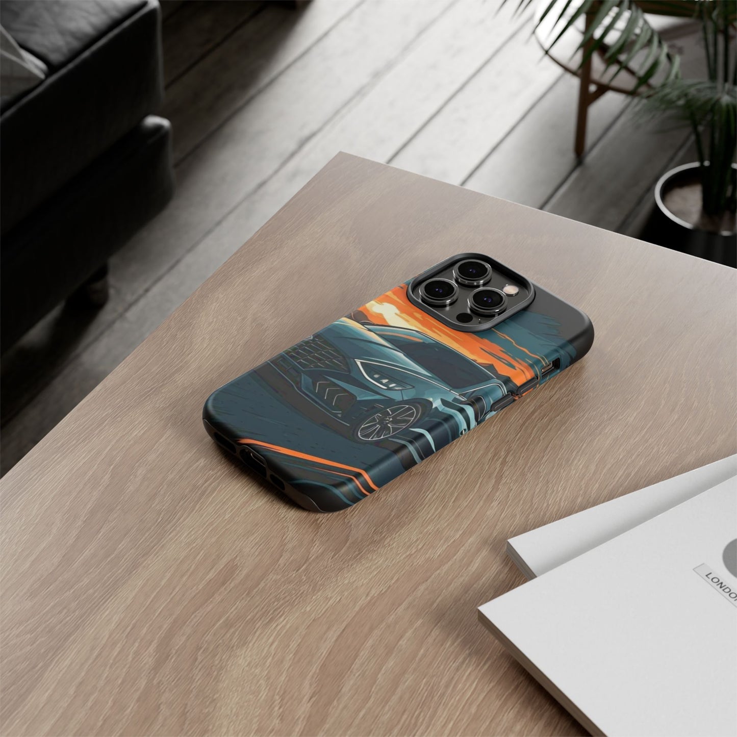 Hyundai Sonata-Sunset Drive-Dual Layer Ultra Tough Phone Case iPhone 14 Pro Matte Printify by The Night Shift Automotive Apparel
