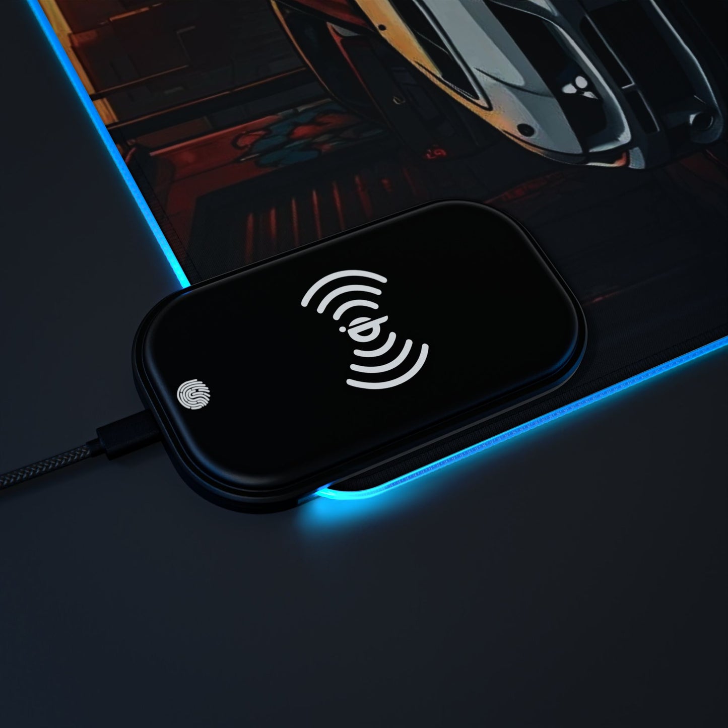 Mitsubishi Lancer Evolution IX Street Life-LED Gaming Mouse Pad with Wireless Charging Printify by The Night Shift Automotive Apparel