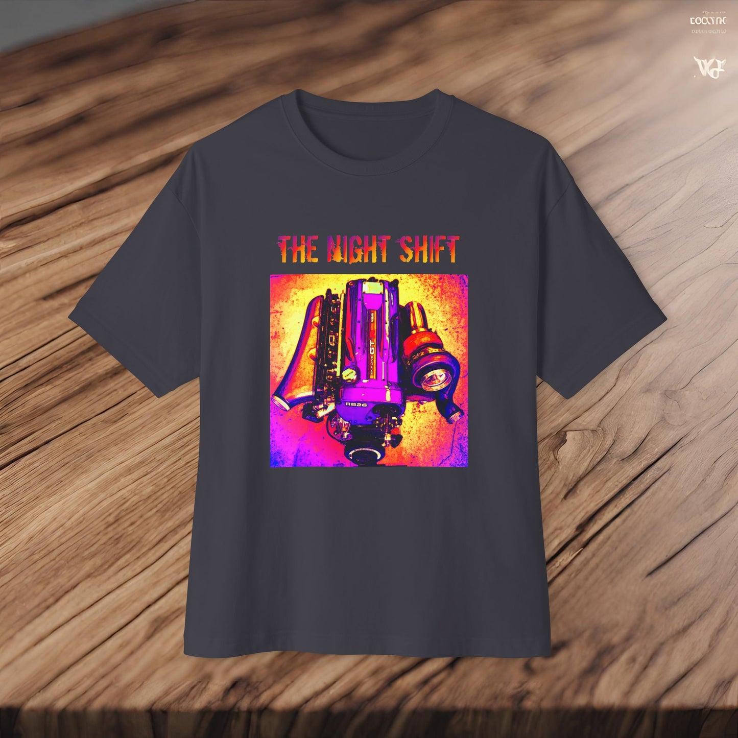 RB26DETT Synthwave-Premium, Ultra Soft Unisex Oversized Boxy Tee Printify by The Night Shift Automotive Apparel