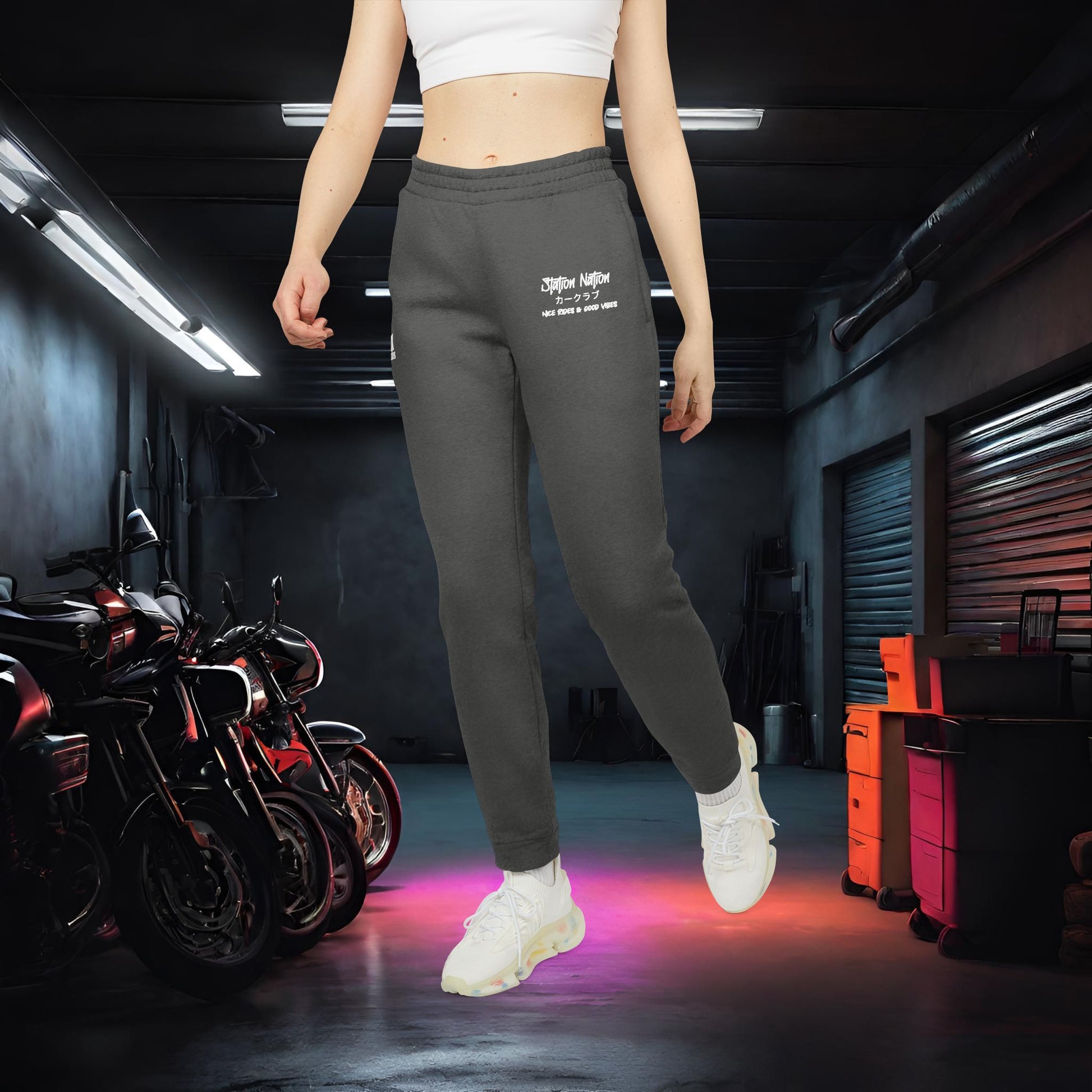 Station Nation-Adidas Unisex Fleece Joggers Printify by The Night Shift Automotive Apparel