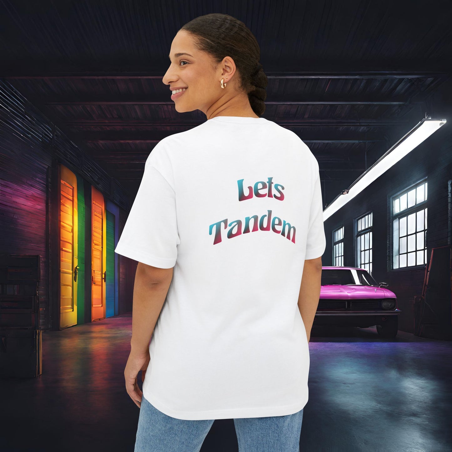 Lets Tandem-Premium, Ultra Soft, Unisex Oversized Boxy Tee Printify by The Night Shift Automotive Apparel