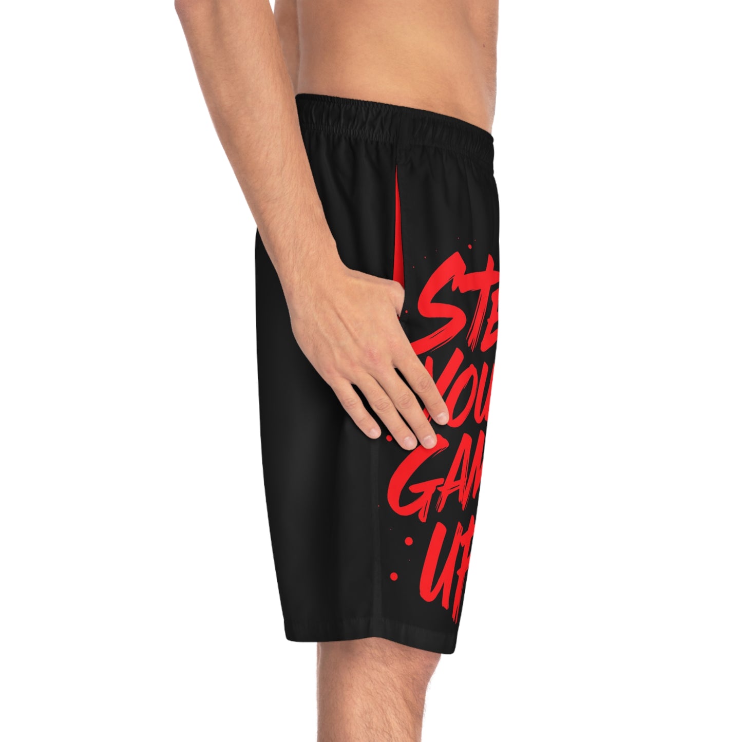 Step Your Game Up - Men's Relaxed Fit Board Shorts Printify by The Night Shift Automotive Apparel