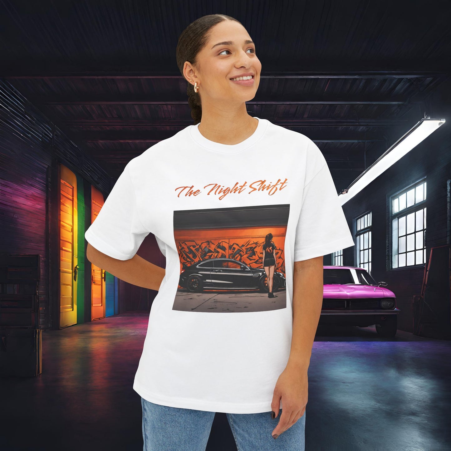 Mercedes-Benz C63 AMG Graffiti-Premium, Ultra Soft Unisex Oversized Boxy Tee Printify by The Night Shift Automotive Apparel