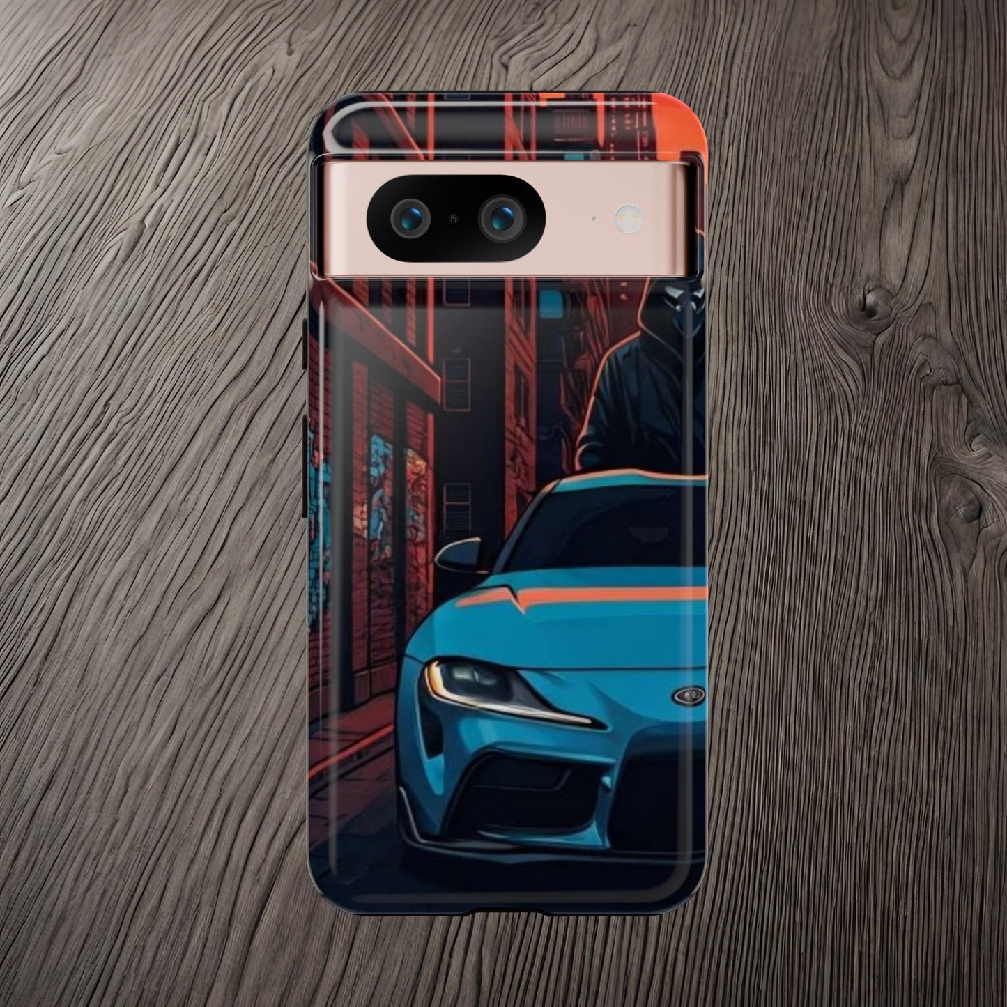 Toyota Supra MK-V Street Life-Dual Layer Ultra Tough Phone Case Google Pixel 8 Glossy Printify by The Night Shift Automotive Apparel
