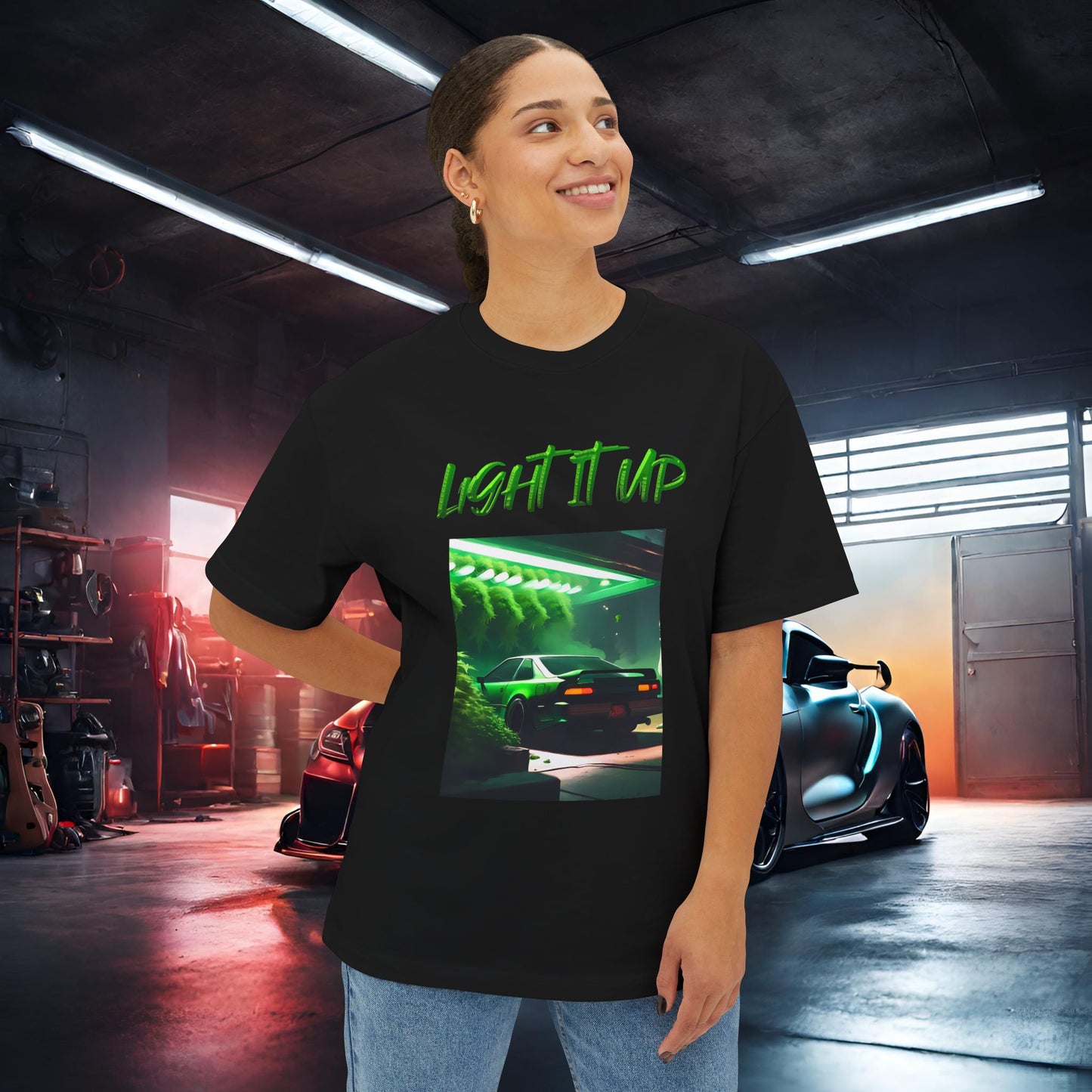 Light It Up-Premium, Ultra Soft Unisex Oversized Boxy Tee Printify by The Night Shift Automotive Apparel