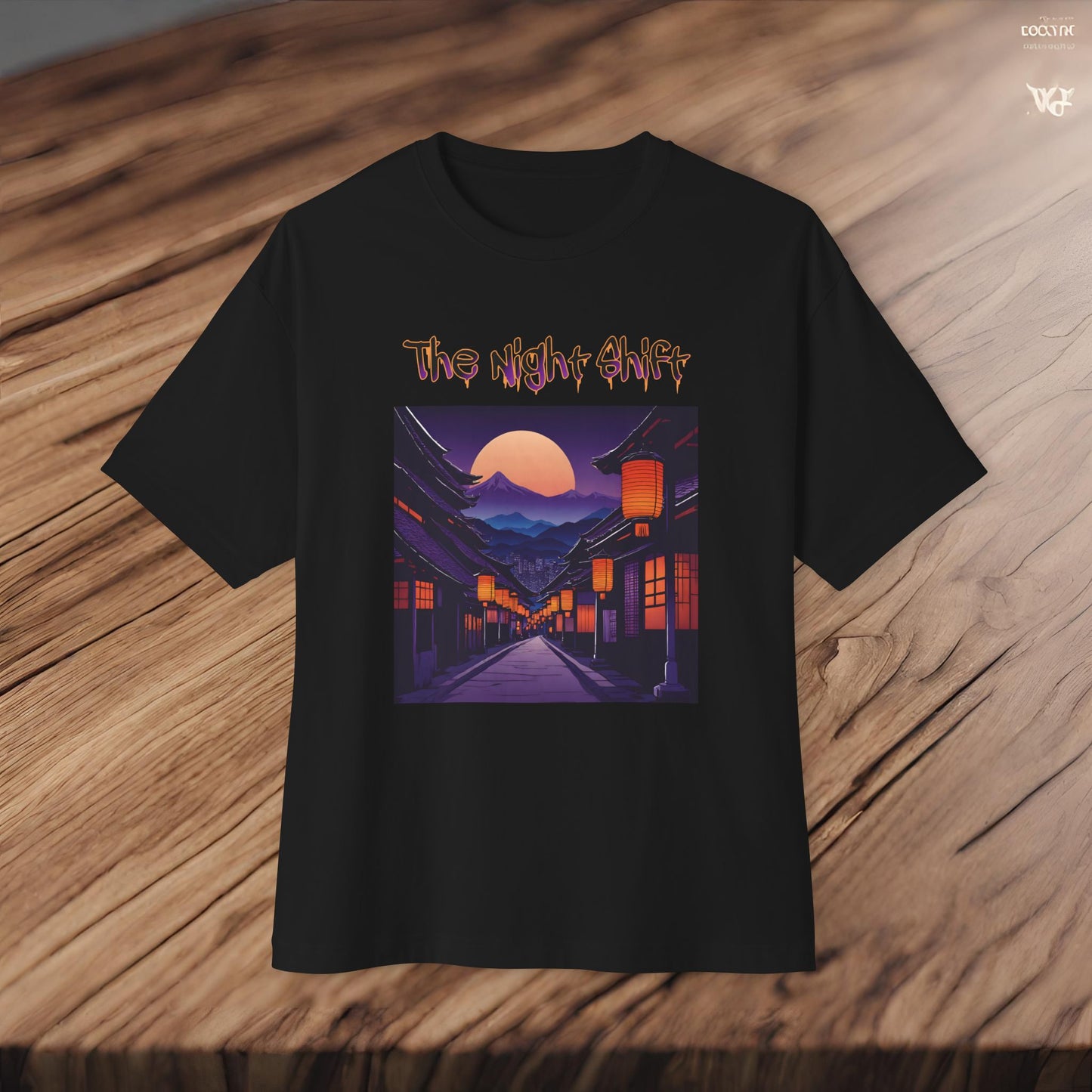 Moonlit Japanese Traditional Village-Premium, Ultra Soft Unisex Oversized Boxy Tee Printify by The Night Shift Automotive Apparel