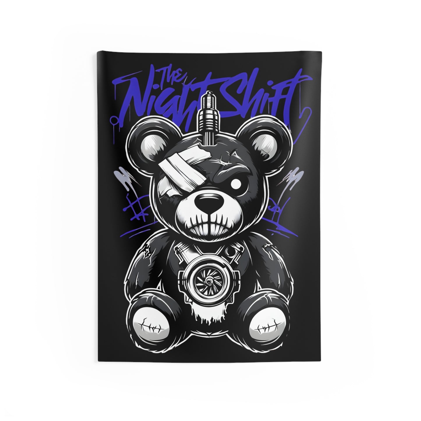 Tattered Teddy Indoor Wall Tapestries - Shop Banner 26" × 36" Printify by The Night Shift Automotive Apparel