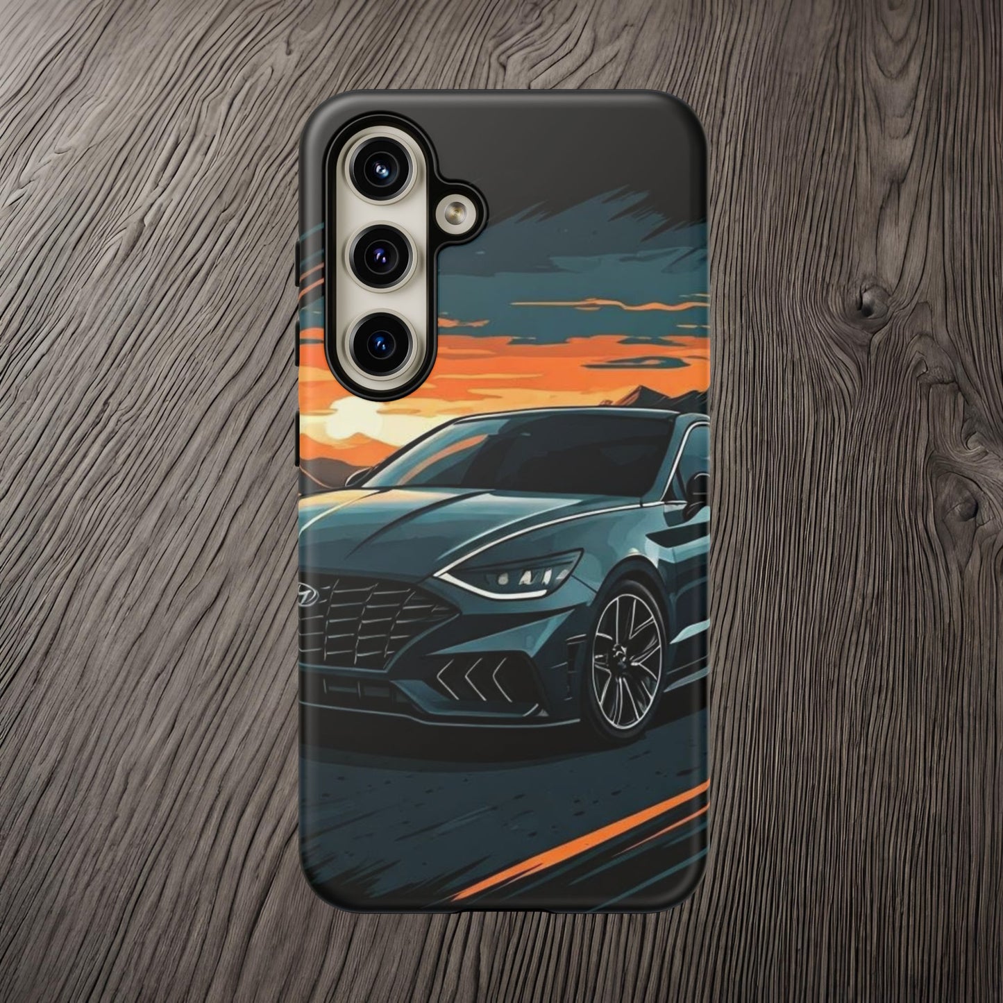 Hyundai Sonata-Sunset Drive-Dual Layer Ultra Tough Phone Case Samsung Galaxy S24 Matte Printify by The Night Shift Automotive Apparel