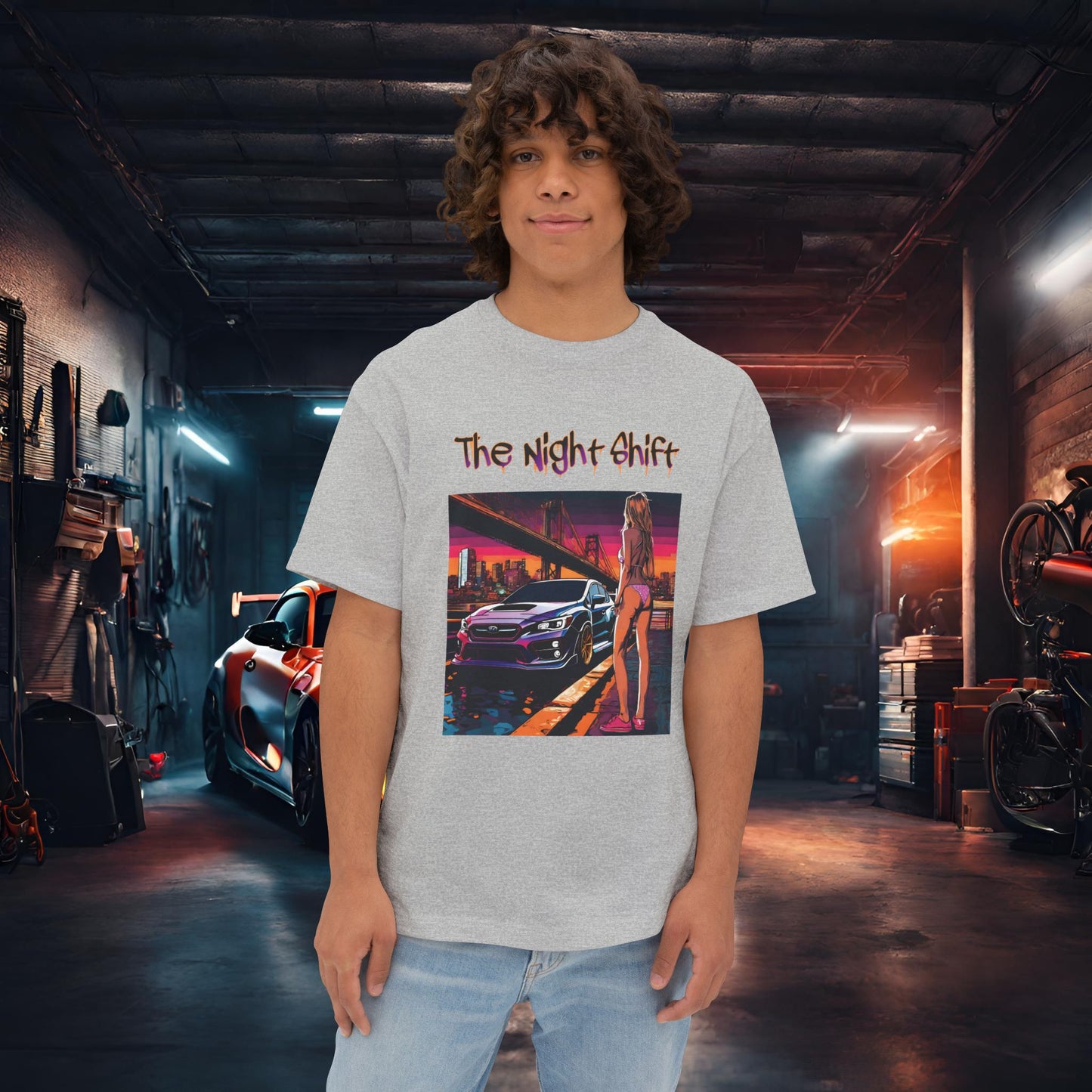 Subaru WRX/STI Beach Boulevard-Premium, Ultra Soft Unisex Oversized Boxy Tee Athletic Heather Printify by The Night Shift Automotive Apparel