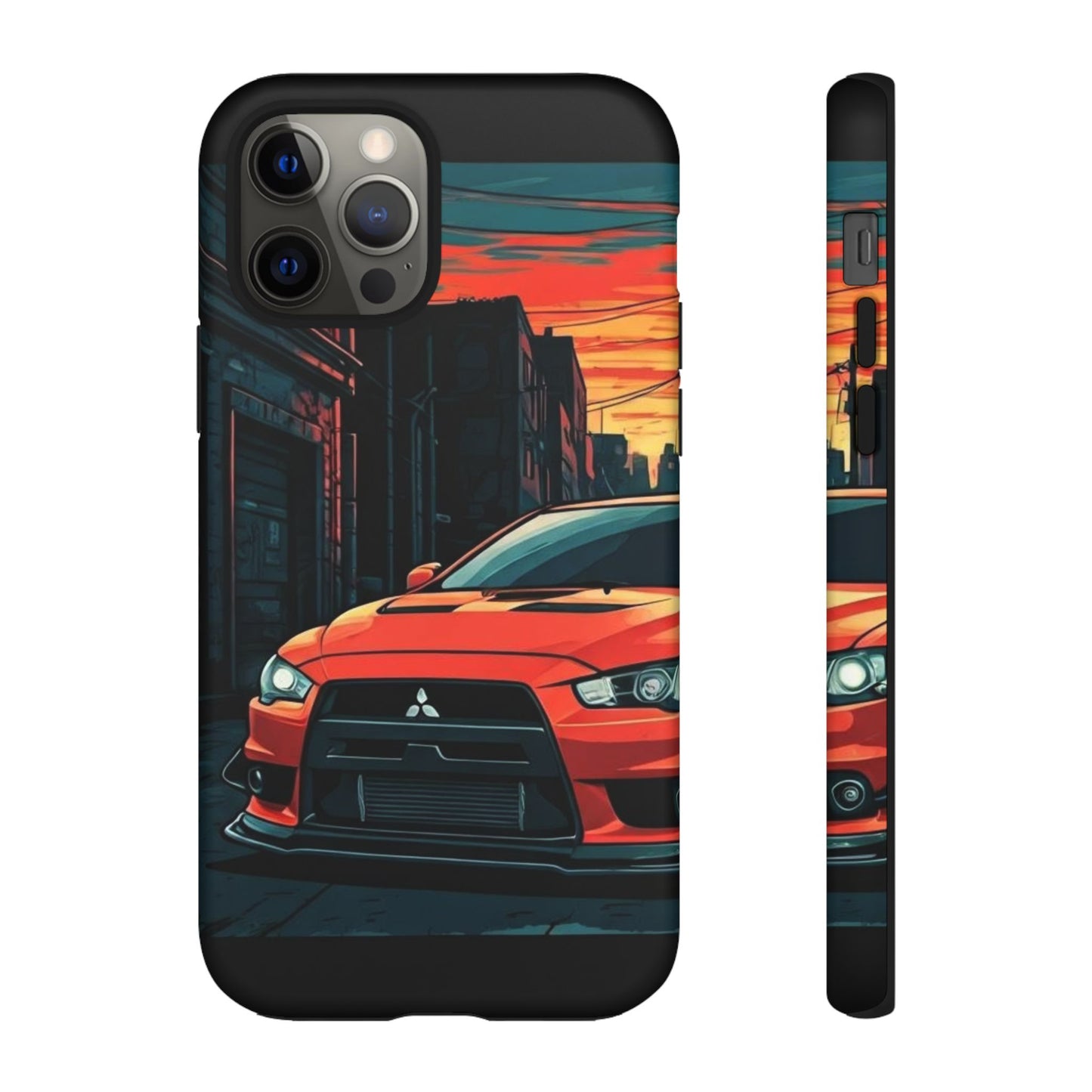 Mitsubishi Evo X Street Life-Dual Layer Ultra Tough Phone Case iPhone 12 Pro Matte Printify by The Night Shift Automotive Apparel
