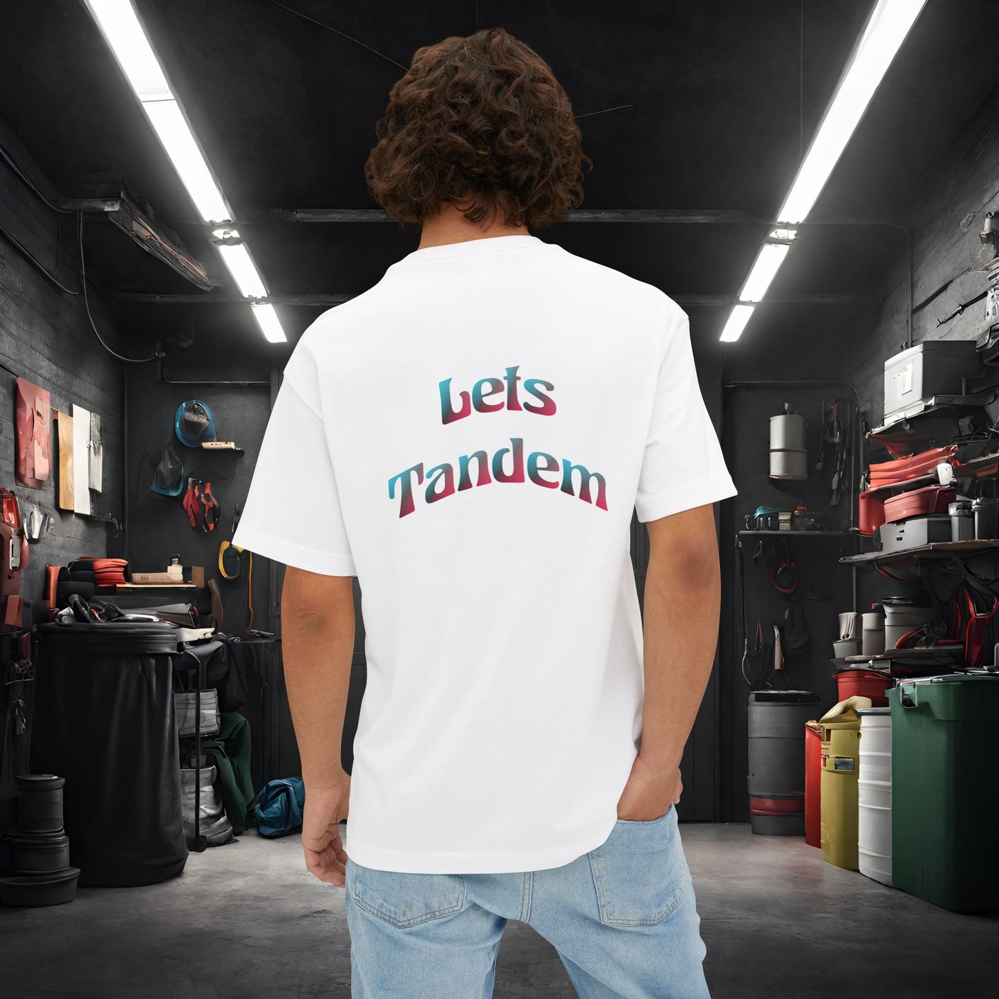 Lets Tandem-Premium, Ultra Soft, Unisex Oversized Boxy Tee Printify by The Night Shift Automotive Apparel