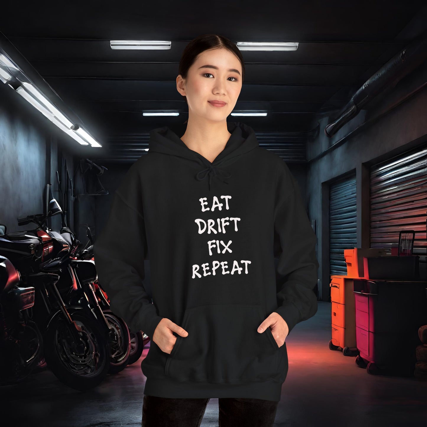 Eat, Drift, Fix, Repeat. I'll Sleep When I'm Dead-Premium, Ultra Soft Unisex Hoodie Printify by The Night Shift Automotive Apparel