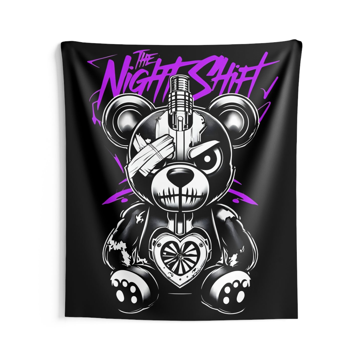 Tattered Teddy Indoor Wall Tapestries - Shop Banner 68" × 80" Printify by The Night Shift Automotive Apparel