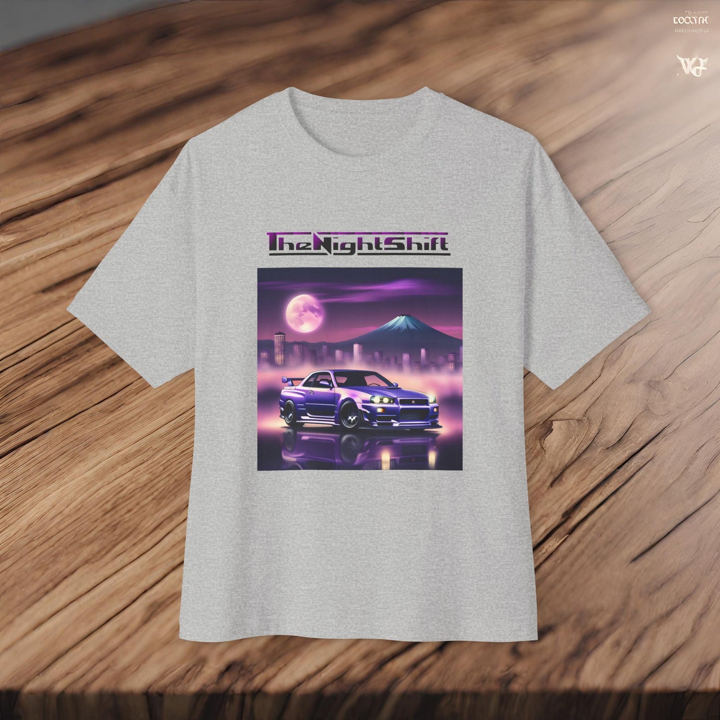 Nissan Skyline R34 Mt Fuji-Premium, Ultra Soft, Unisex Oversized Boxy Tee Printify by The Night Shift Automotive Apparel