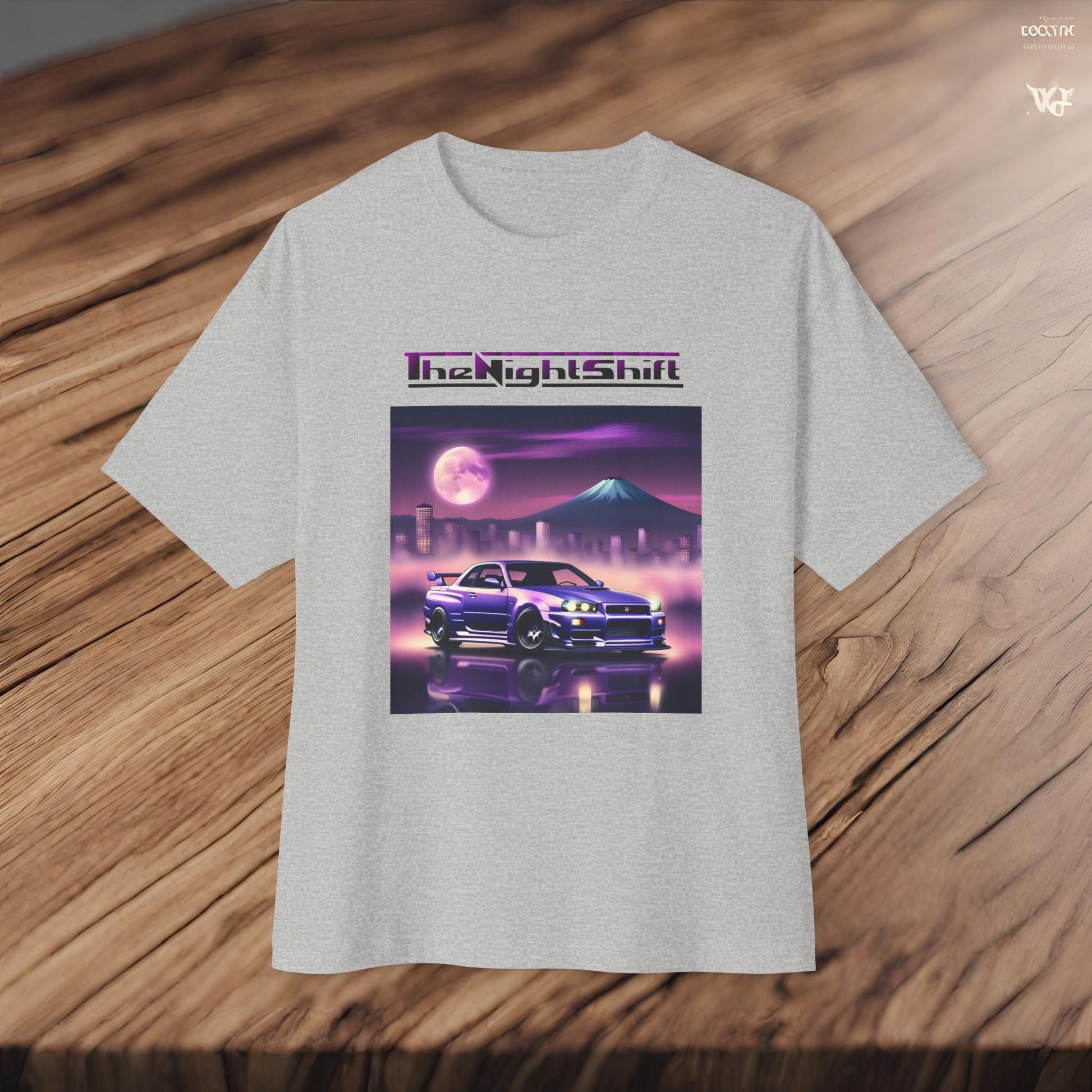 Nissan Skyline R34 Mt Fuji-Premium, Ultra Soft, Unisex Oversized Boxy Tee Printify by The Night Shift Automotive Apparel