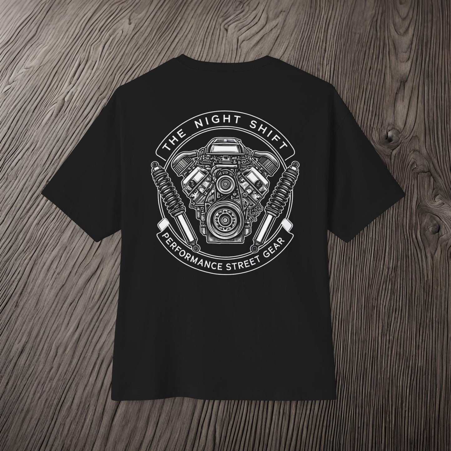 The Night Shift Performance Engine-Ultra Soft, Premium Unisex Oversized Boxy Tee Printify by The Night Shift Automotive Apparel
