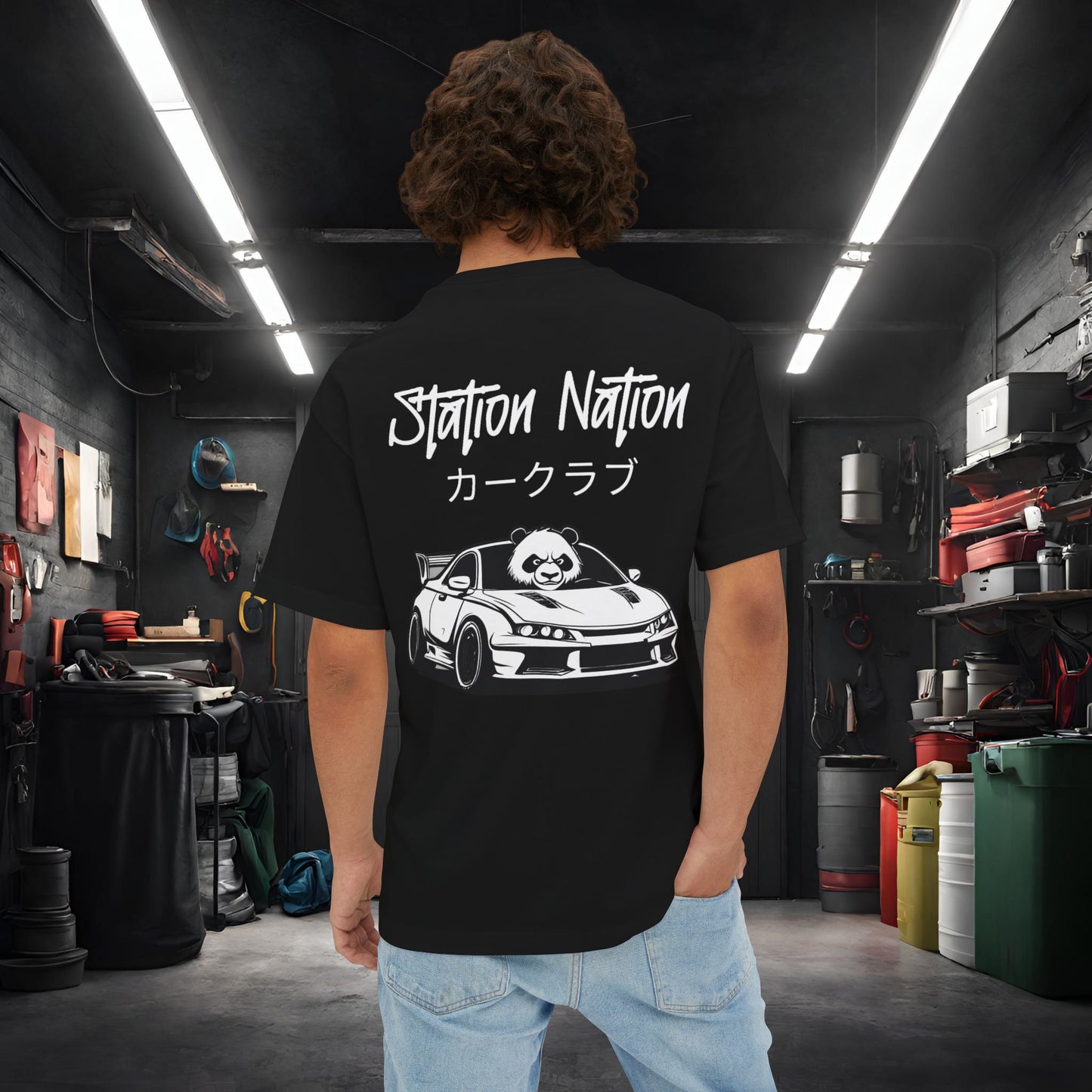 Station Nation-Premium, Ultra Soft Unisex Oversized Boxy Tee Printify by The Night Shift Automotive Apparel