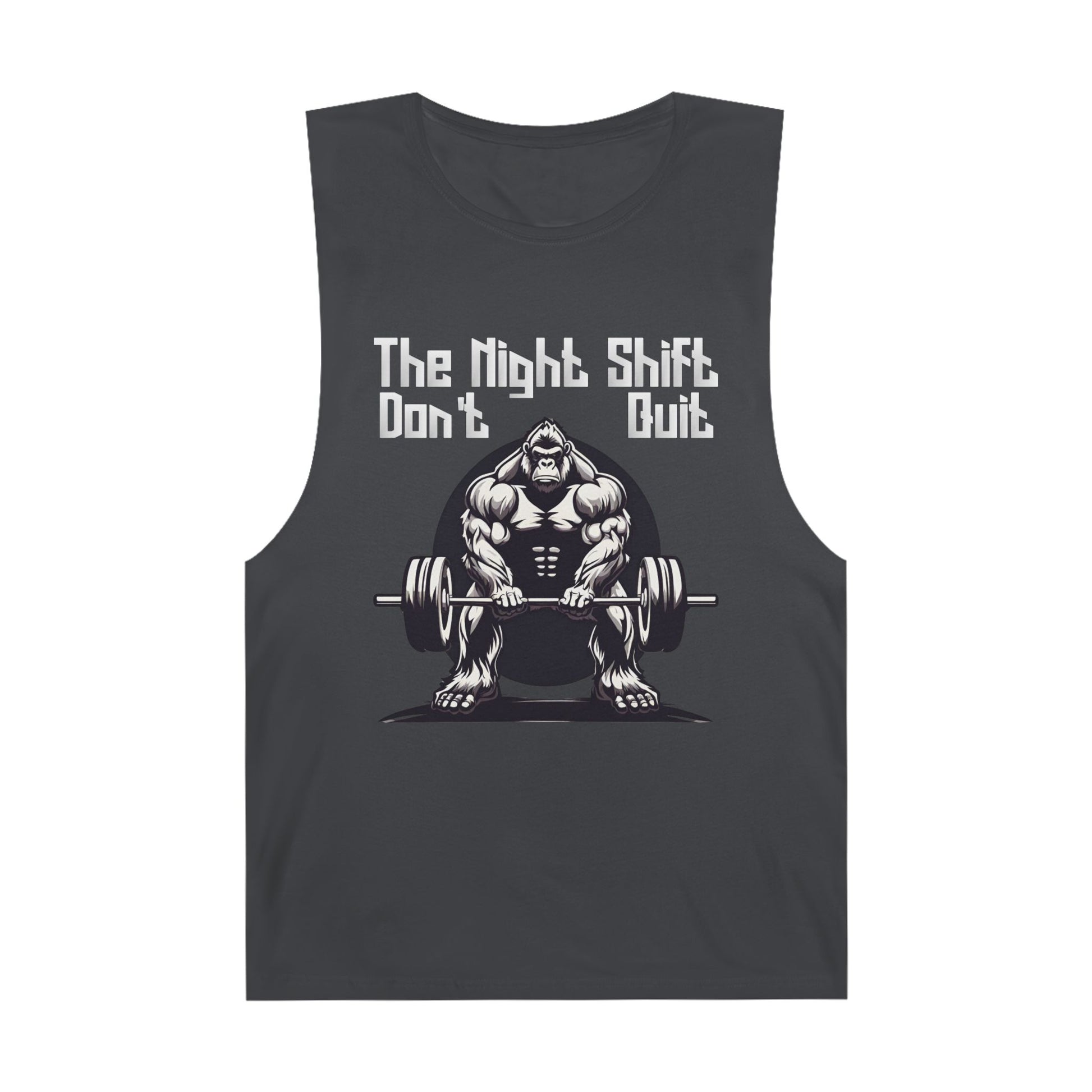 Don't Quit - Gorilla Body Builder - Premium Unisex Barnard Tank Top Coal Printify by The Night Shift Automotive Apparel