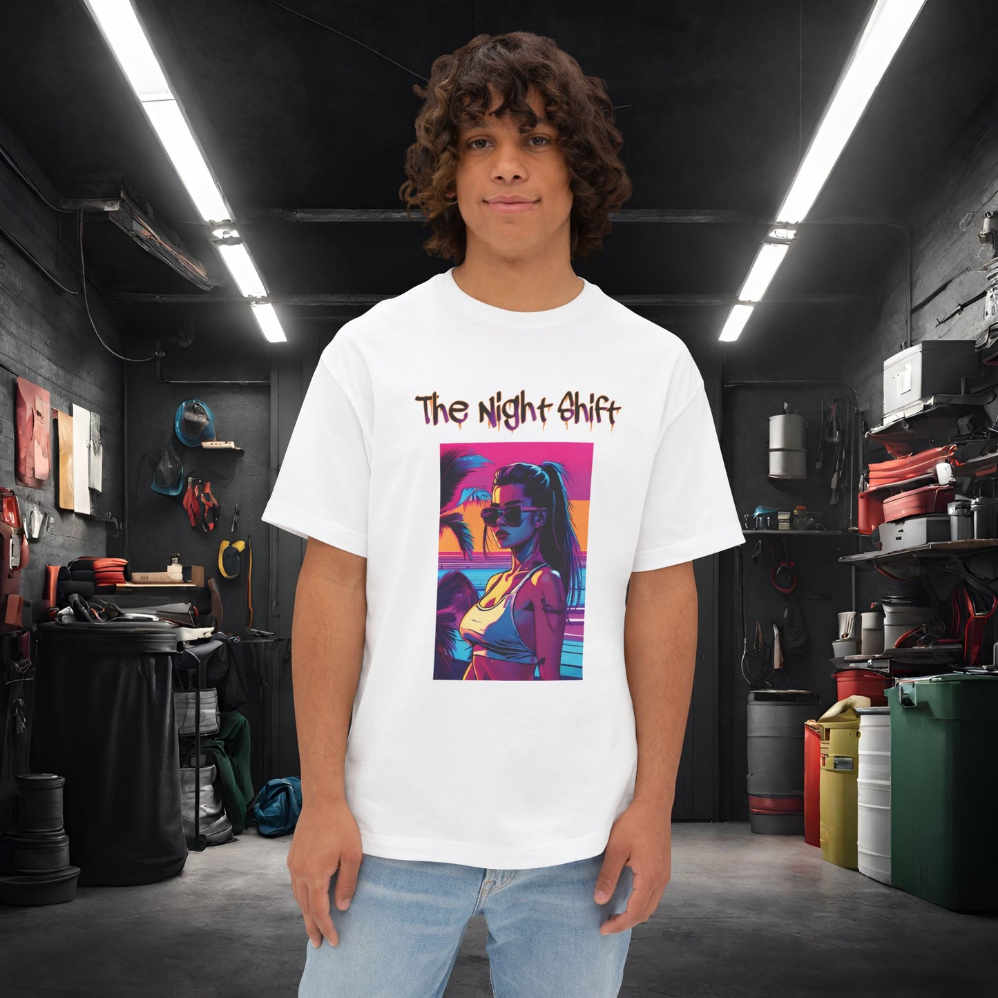 Heatwave-Premium, Ultra Soft Unisex Oversized Boxy Tee White Printify by The Night Shift Automotive Apparel