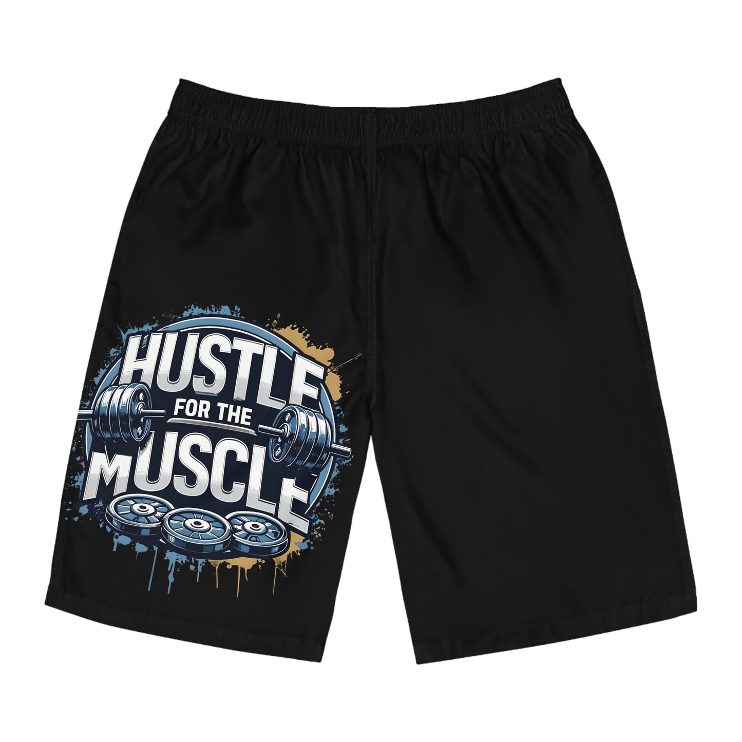 Hustle For The Muscle - Men's Relaxed Fit Board Shorts Printify by The Night Shift Automotive Apparel