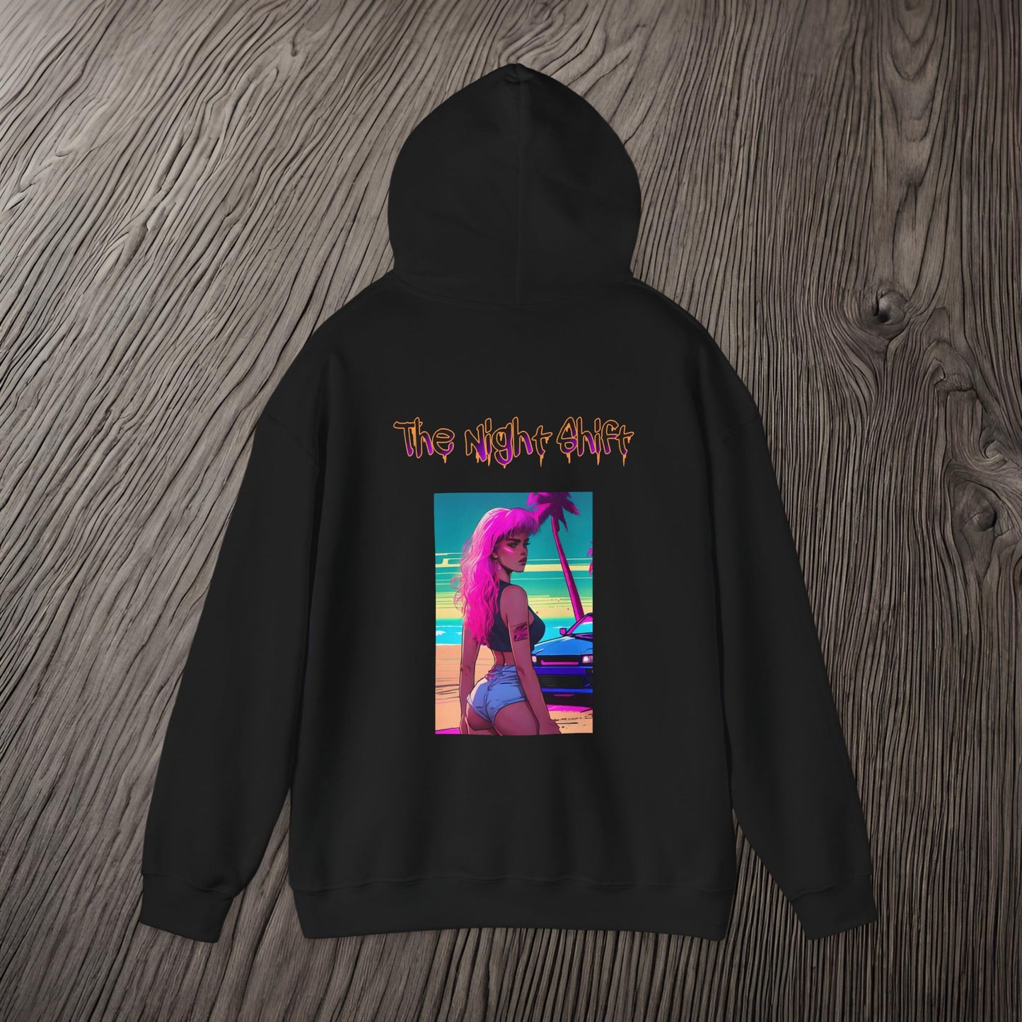 Pink Hair, Don't Care Synthwave-Ultra Soft, Premium Hoodie Printify by The Night Shift Automotive Apparel
